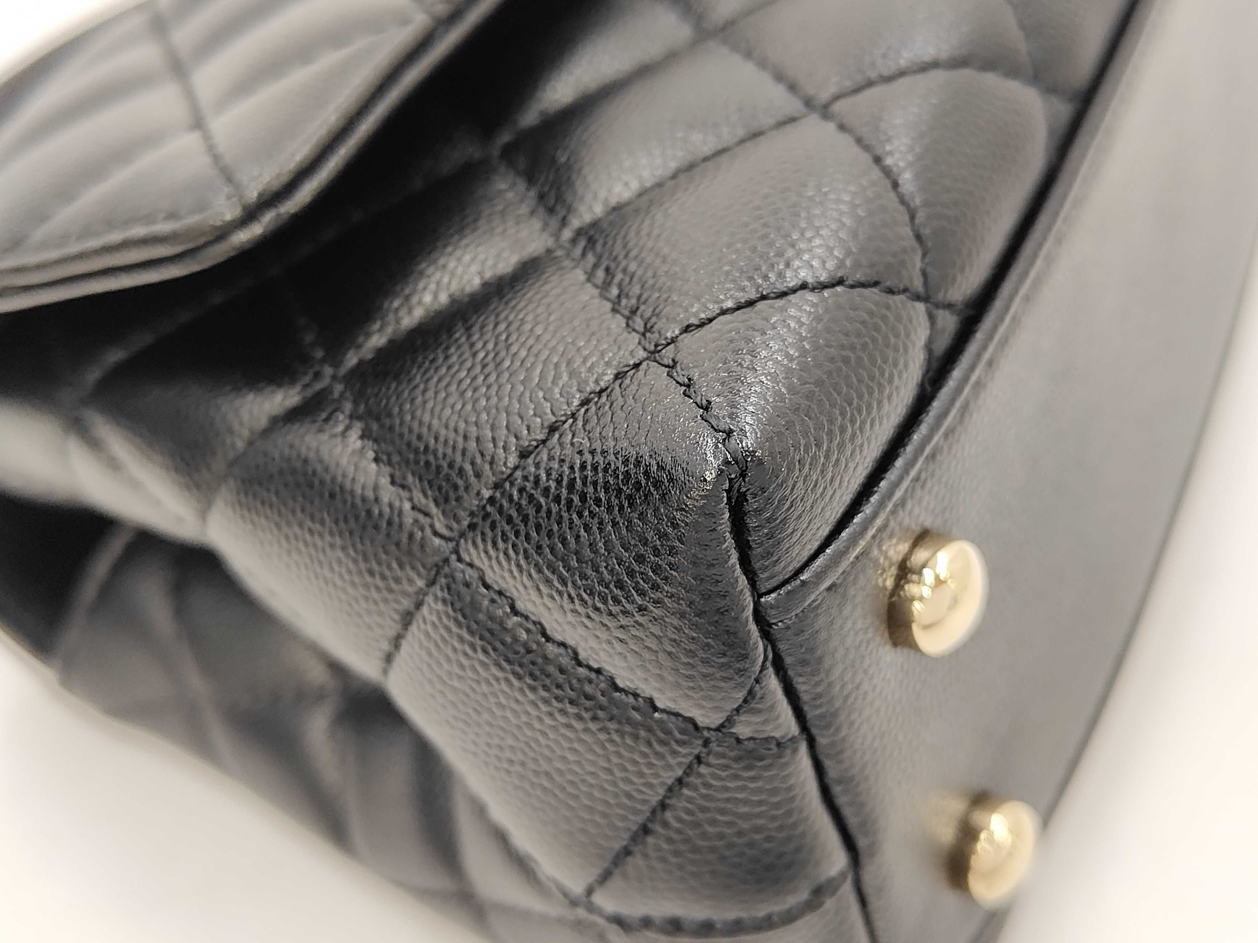 Caviar Skin Coco Handle XS Black Gold Hardware Handbag — view 5