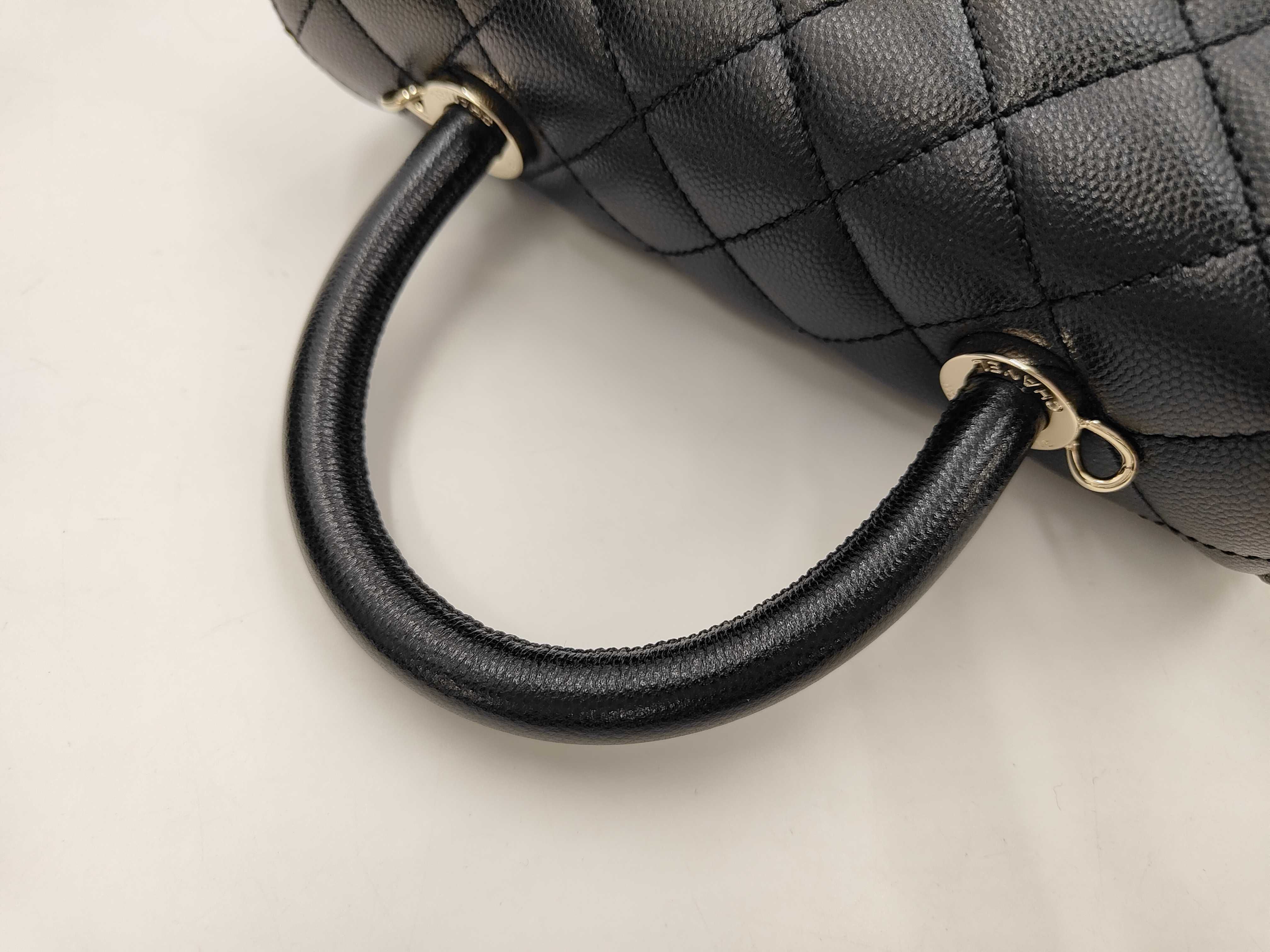 Caviar Skin Coco Handle XS Black Gold Hardware Handbag — view 7