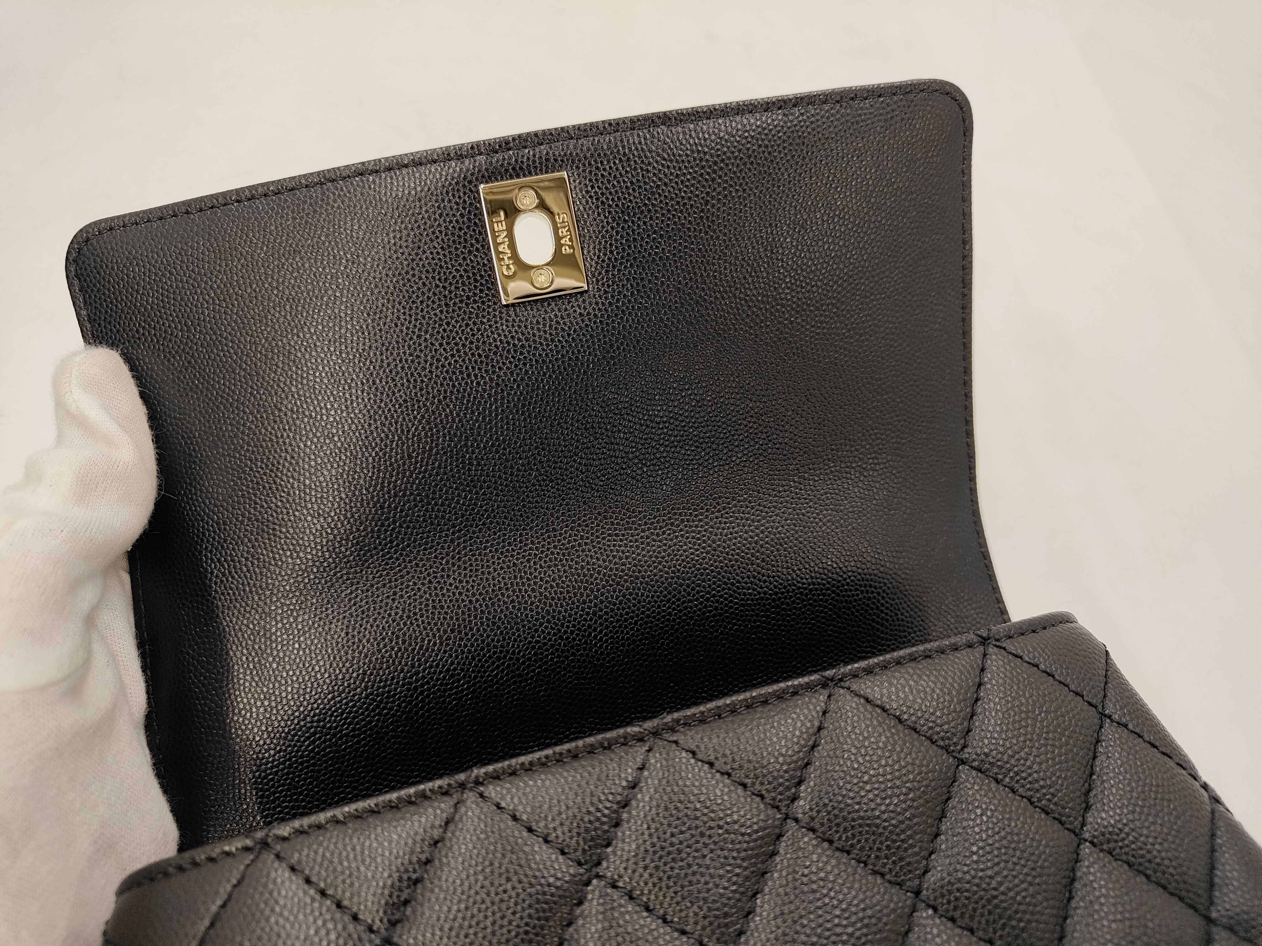 Caviar Skin Coco Handle XS Black Gold Hardware Handbag — view 8