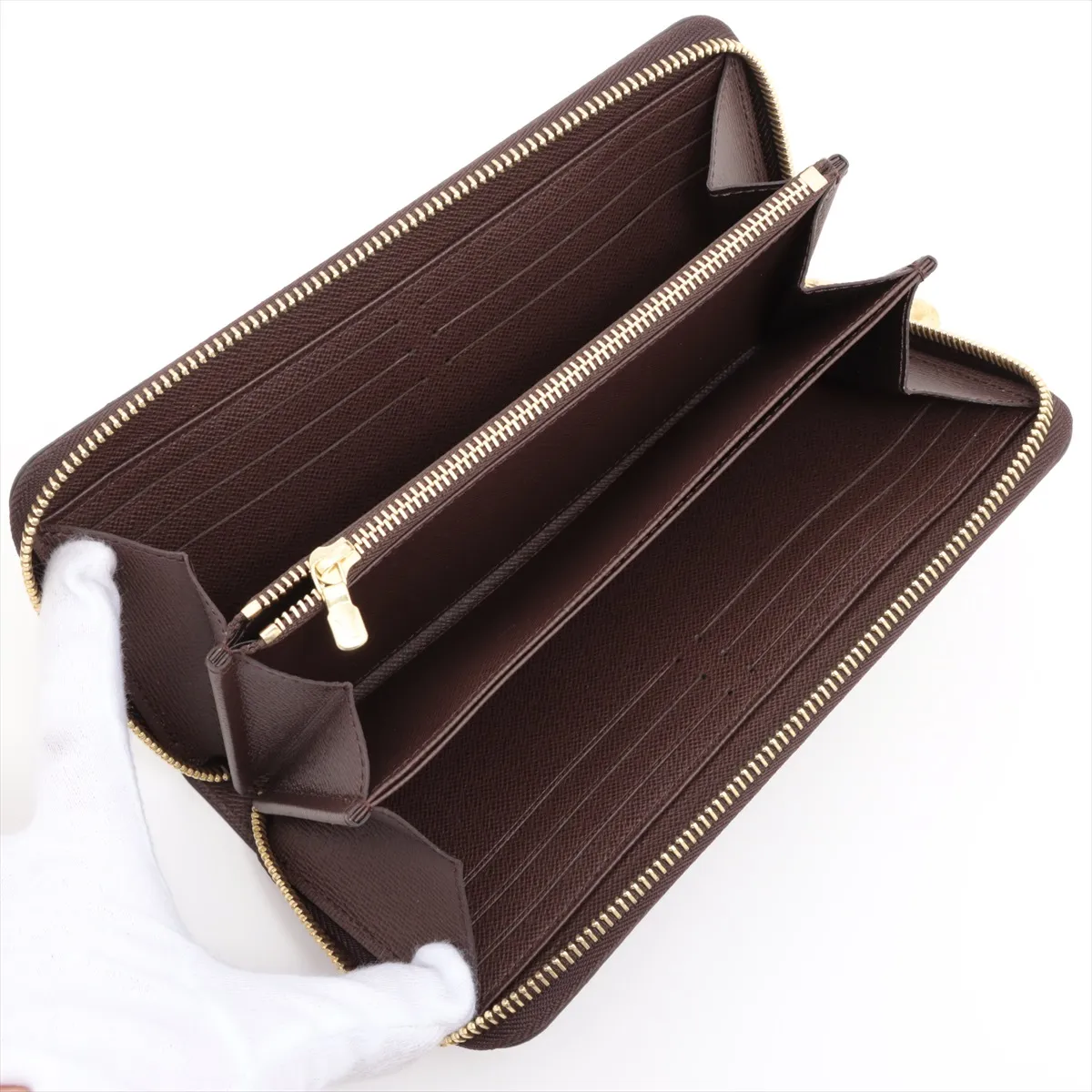 Damier Zippy Wallet N41661 Brown Round Zip Wallet RFID Reaction — view 3