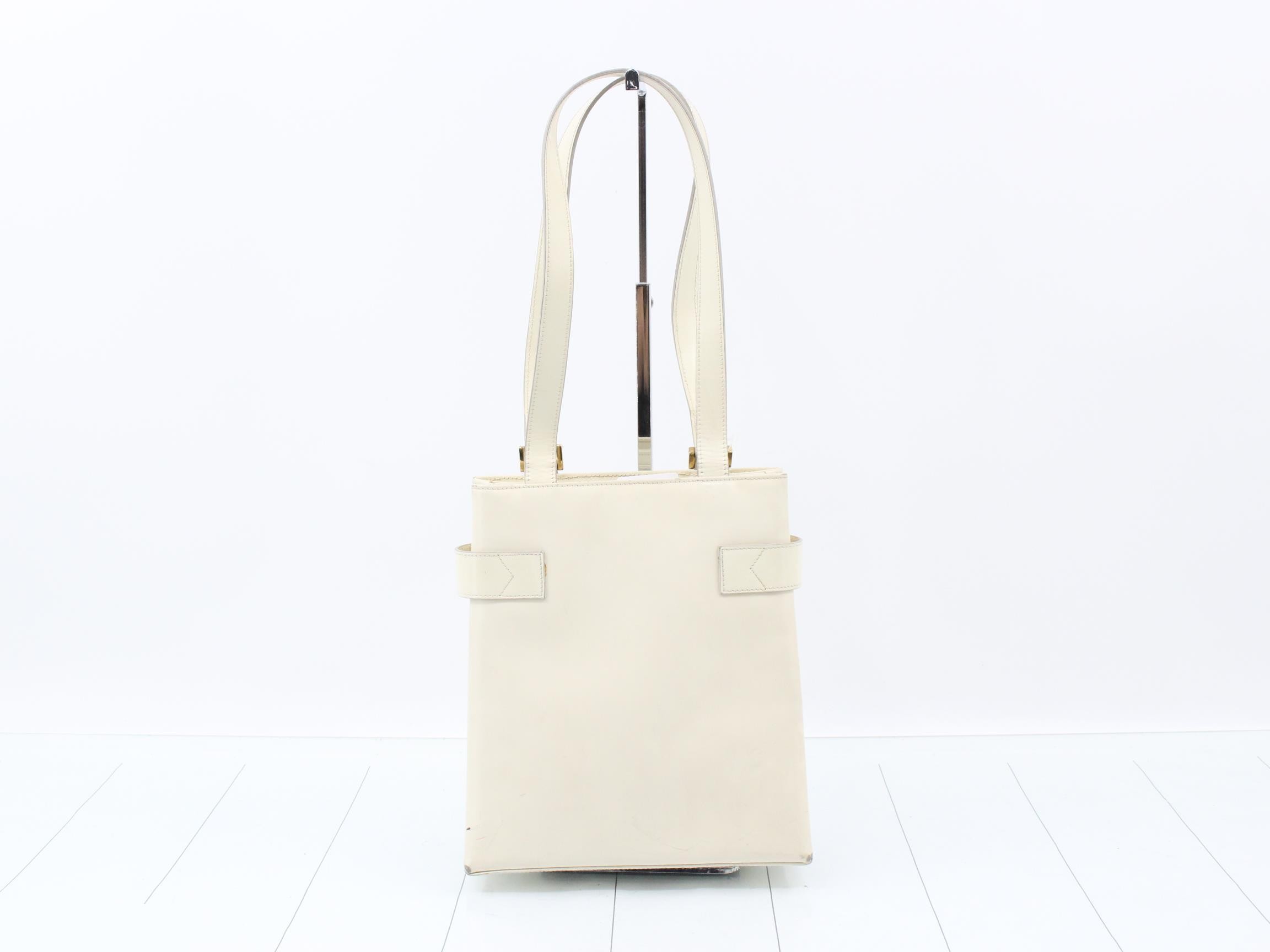 Old Gucci Leather Tote Bag White — view 2