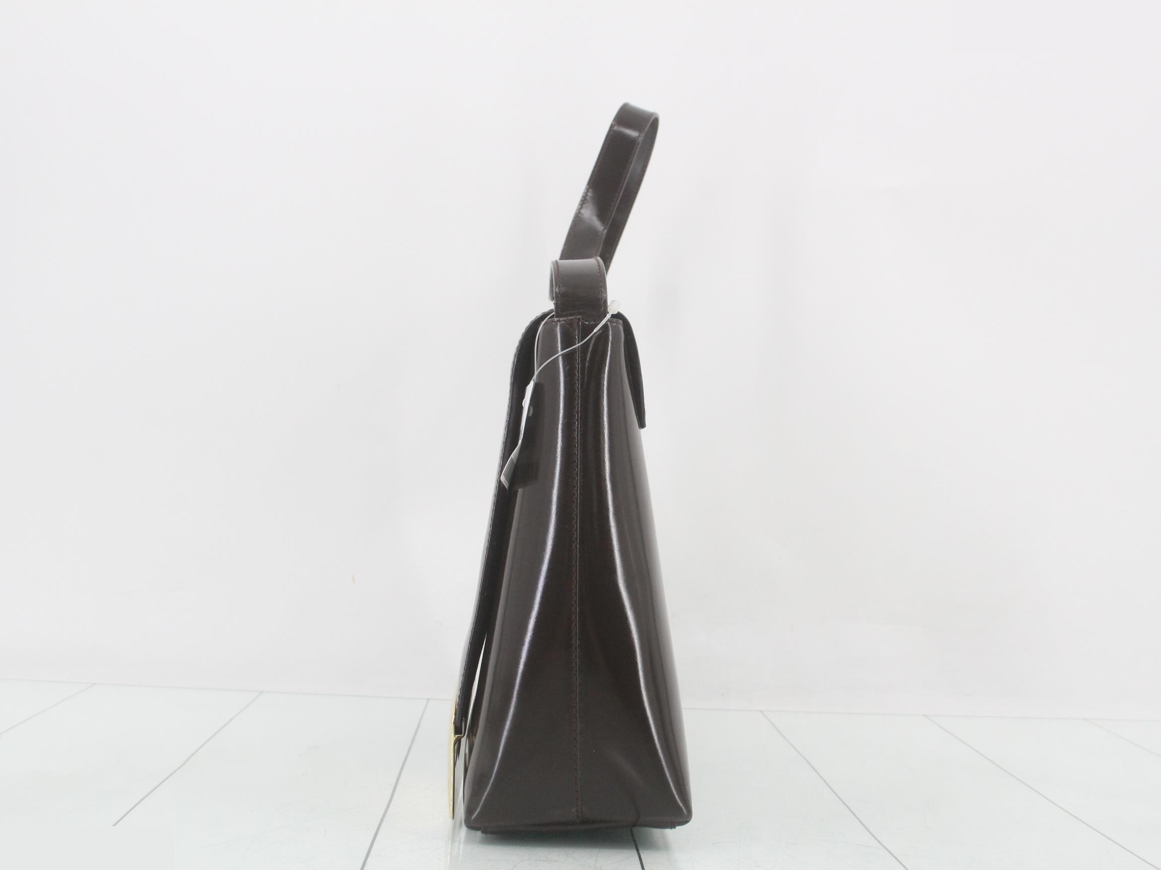 Enamel dark brown one-shoulder bag — view 3