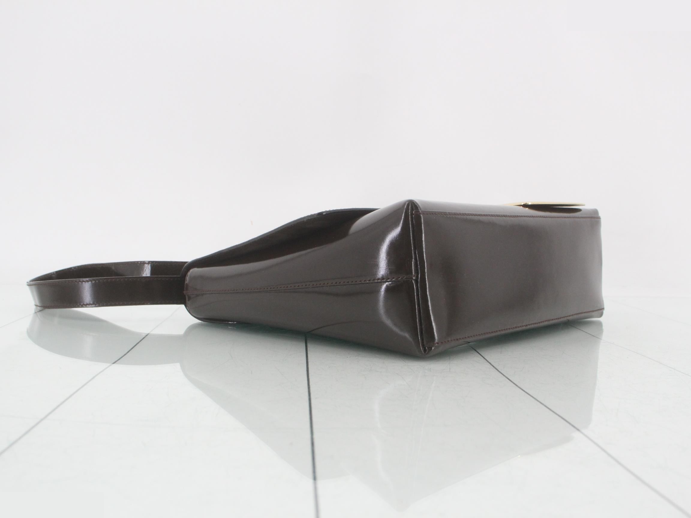 Enamel dark brown one-shoulder bag — view 5