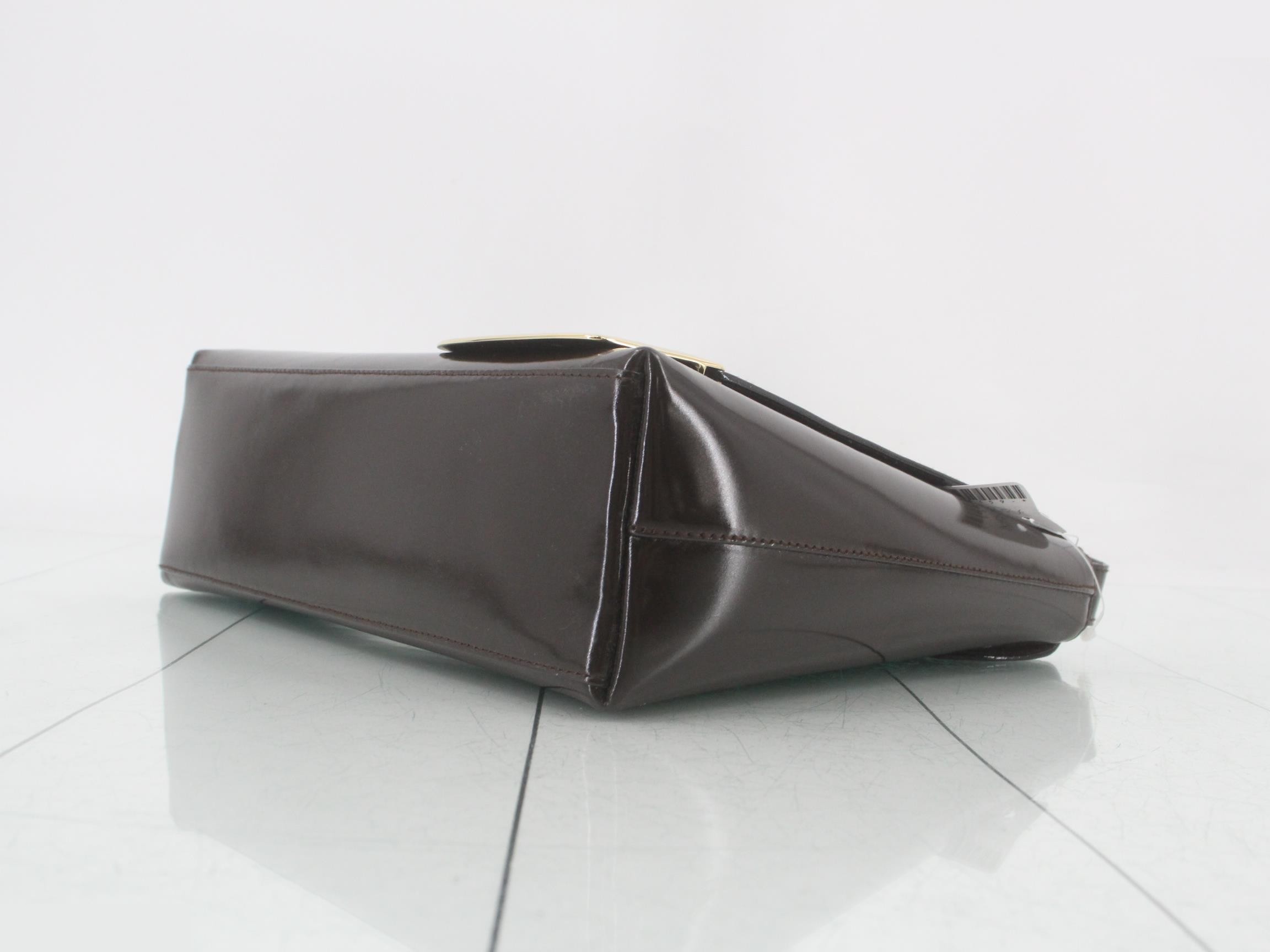 Enamel dark brown one-shoulder bag — view 6