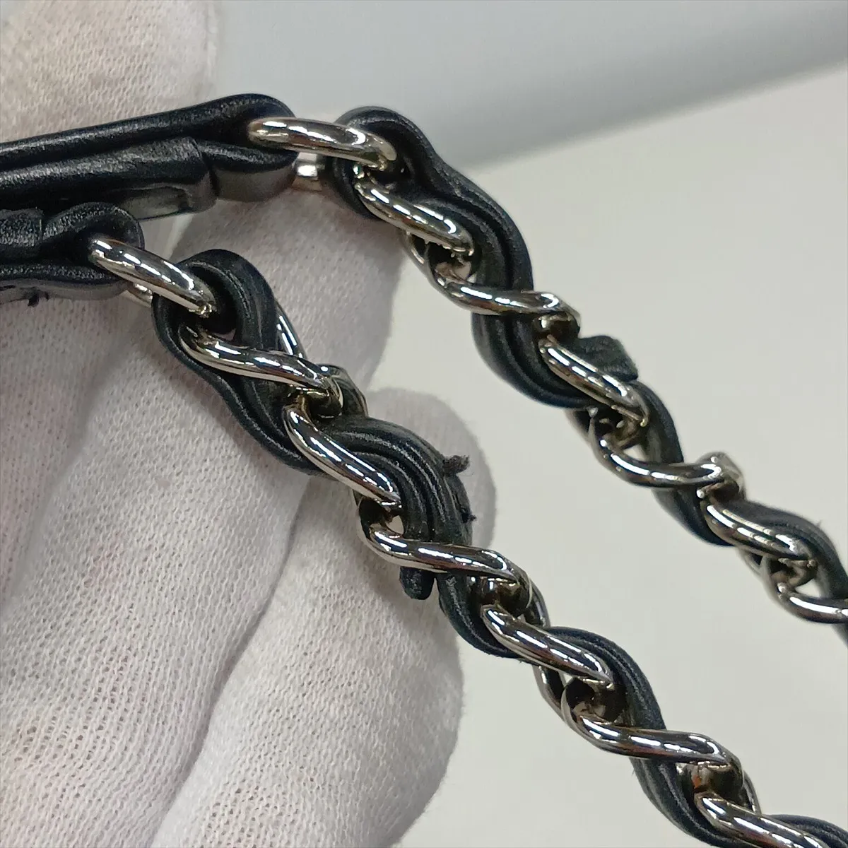 Matelassé Lambskin x Patent Leather Chain Shoulder Bag, Black, Silver Hardware, 19031744, Serial Number 19 — view 15