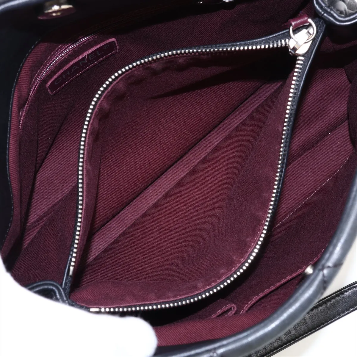 Matelassé Lambskin x Patent Leather Chain Shoulder Bag, Black, Silver Hardware, 19031744, Serial Number 19 — view 9