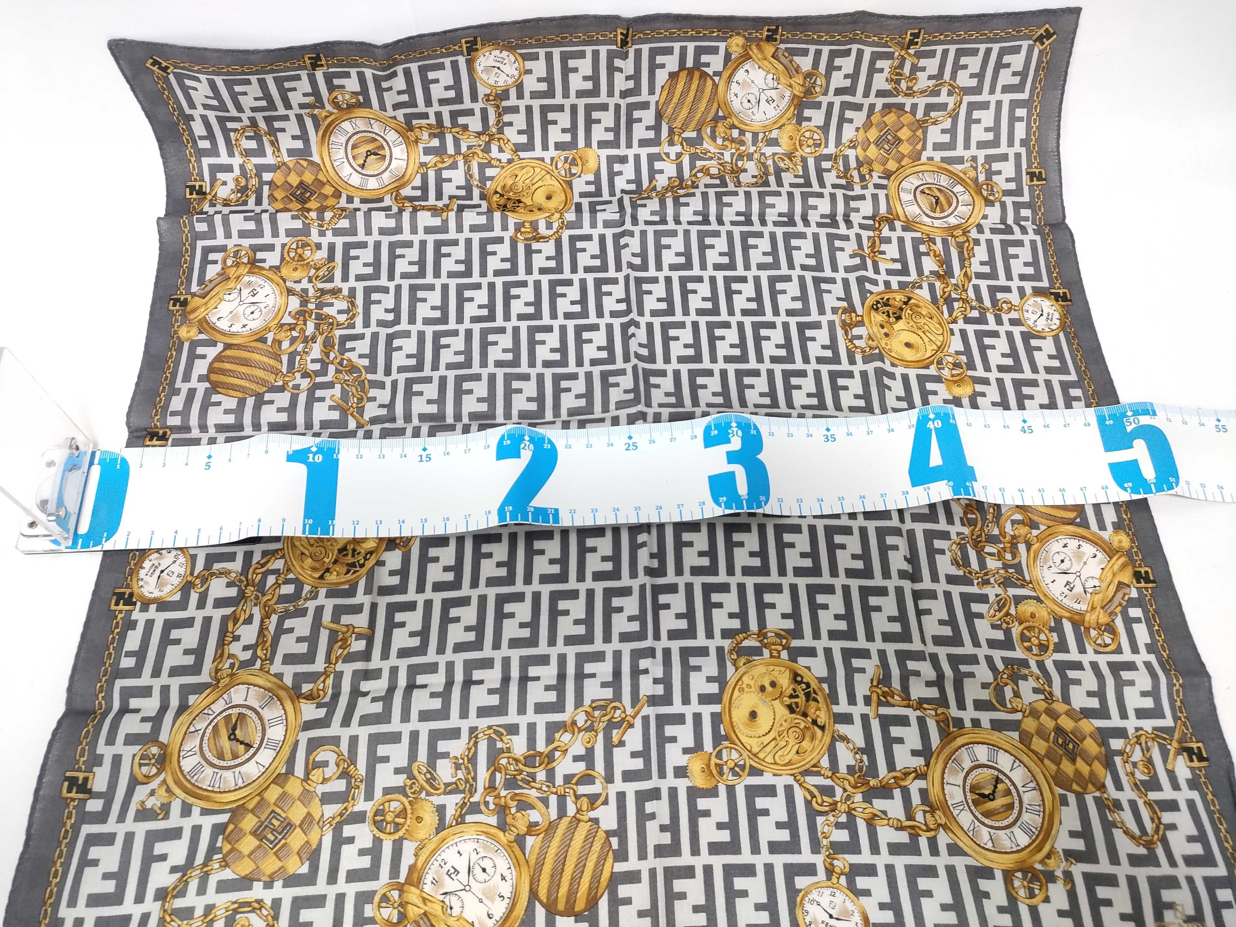 handkerchief scarf FF Zucca all-over print pocket watch gray other accessories — view 2
