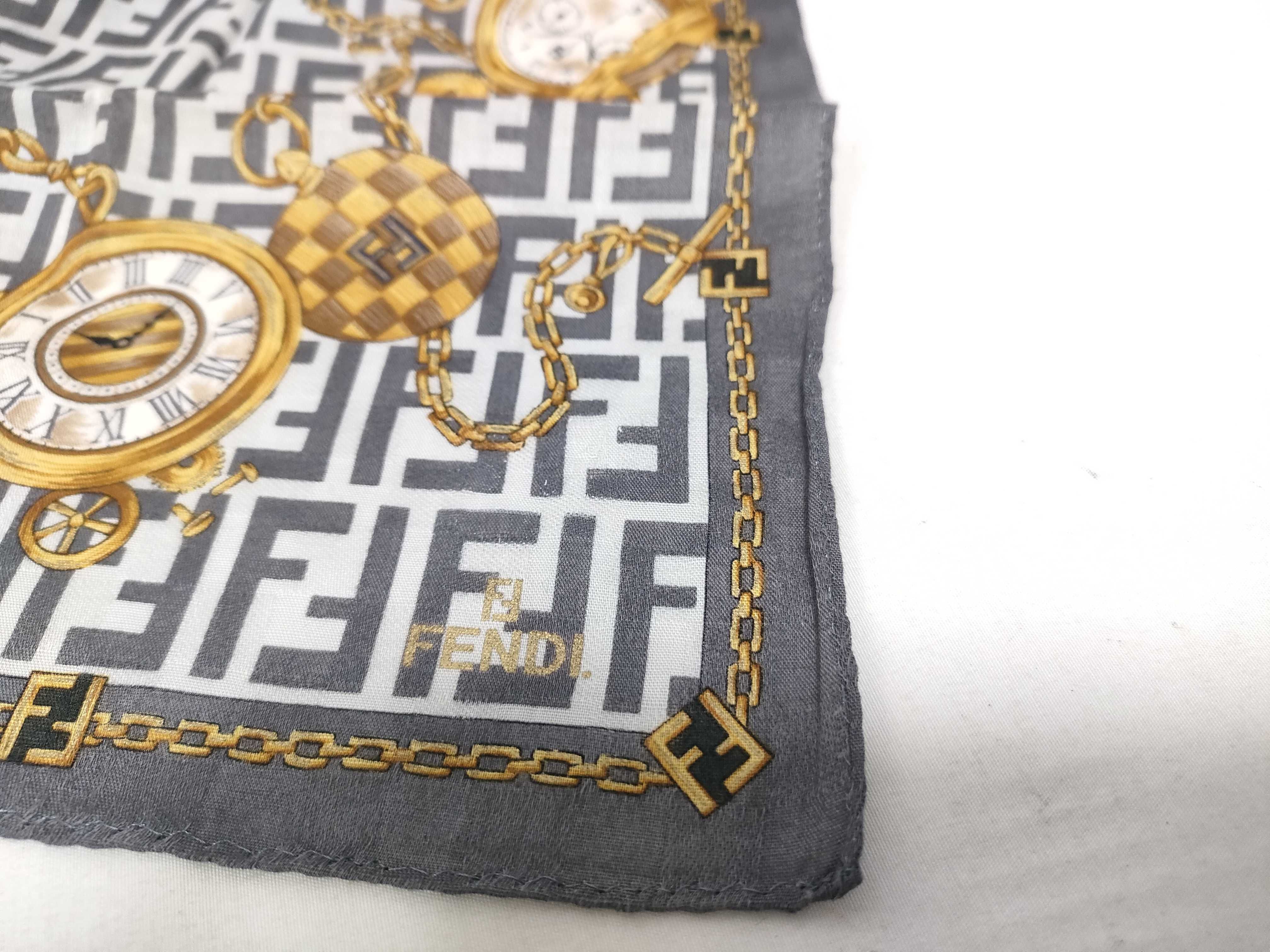 handkerchief scarf FF Zucca all-over print pocket watch gray other accessories — view 4