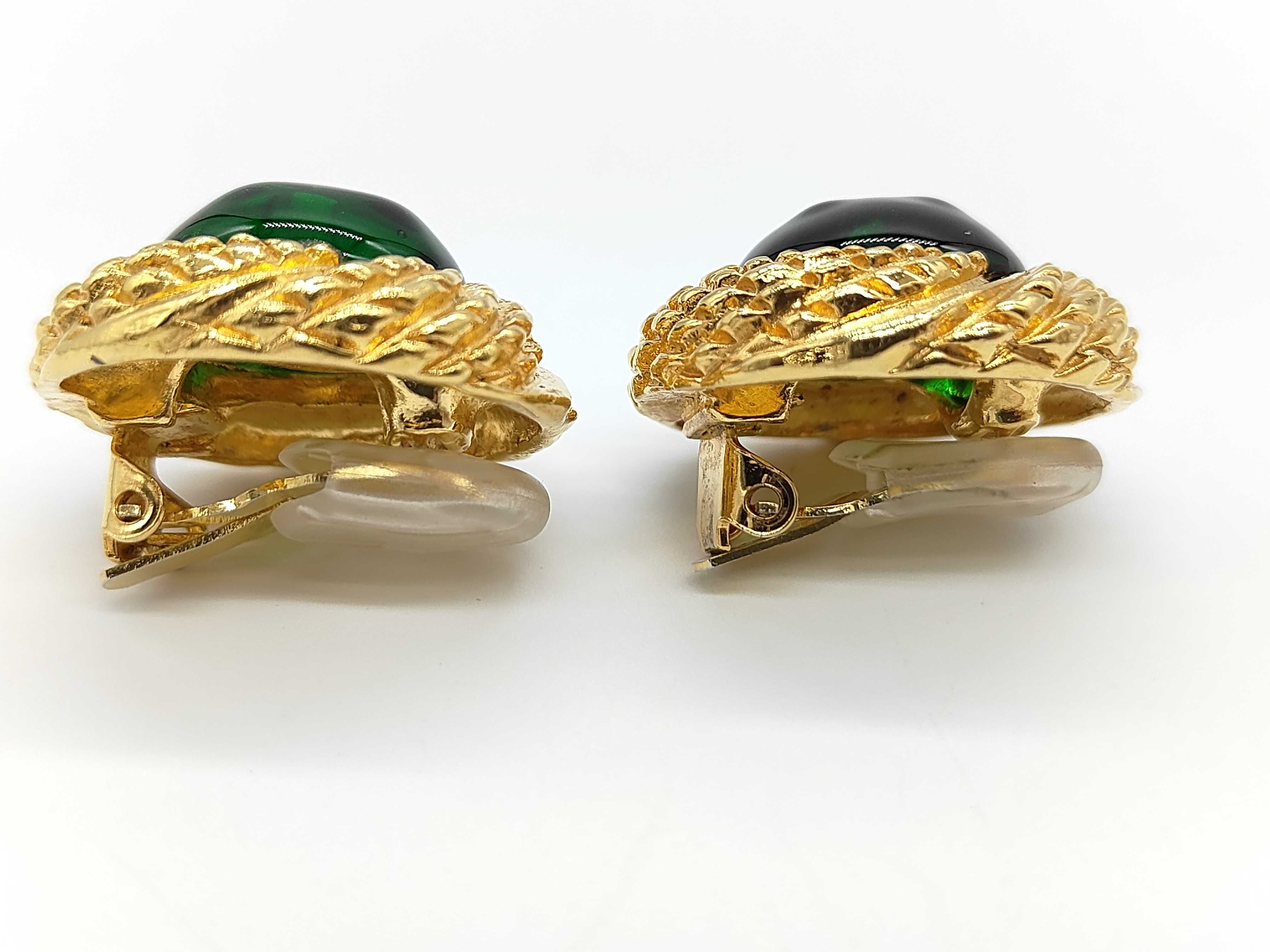 Earrings, Colored Stone, Green and Gold Earrings — view 3