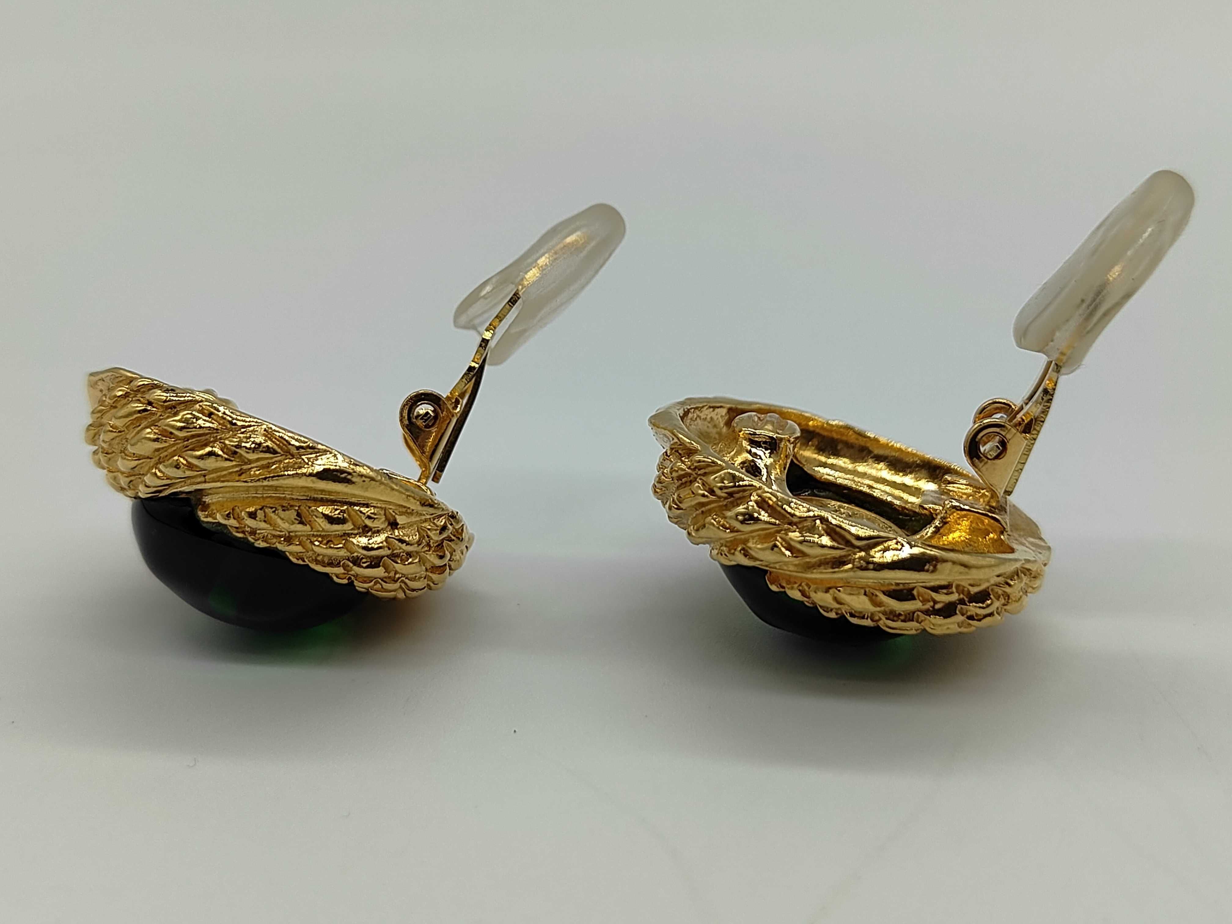 Earrings, Colored Stone, Green and Gold Earrings — view 4