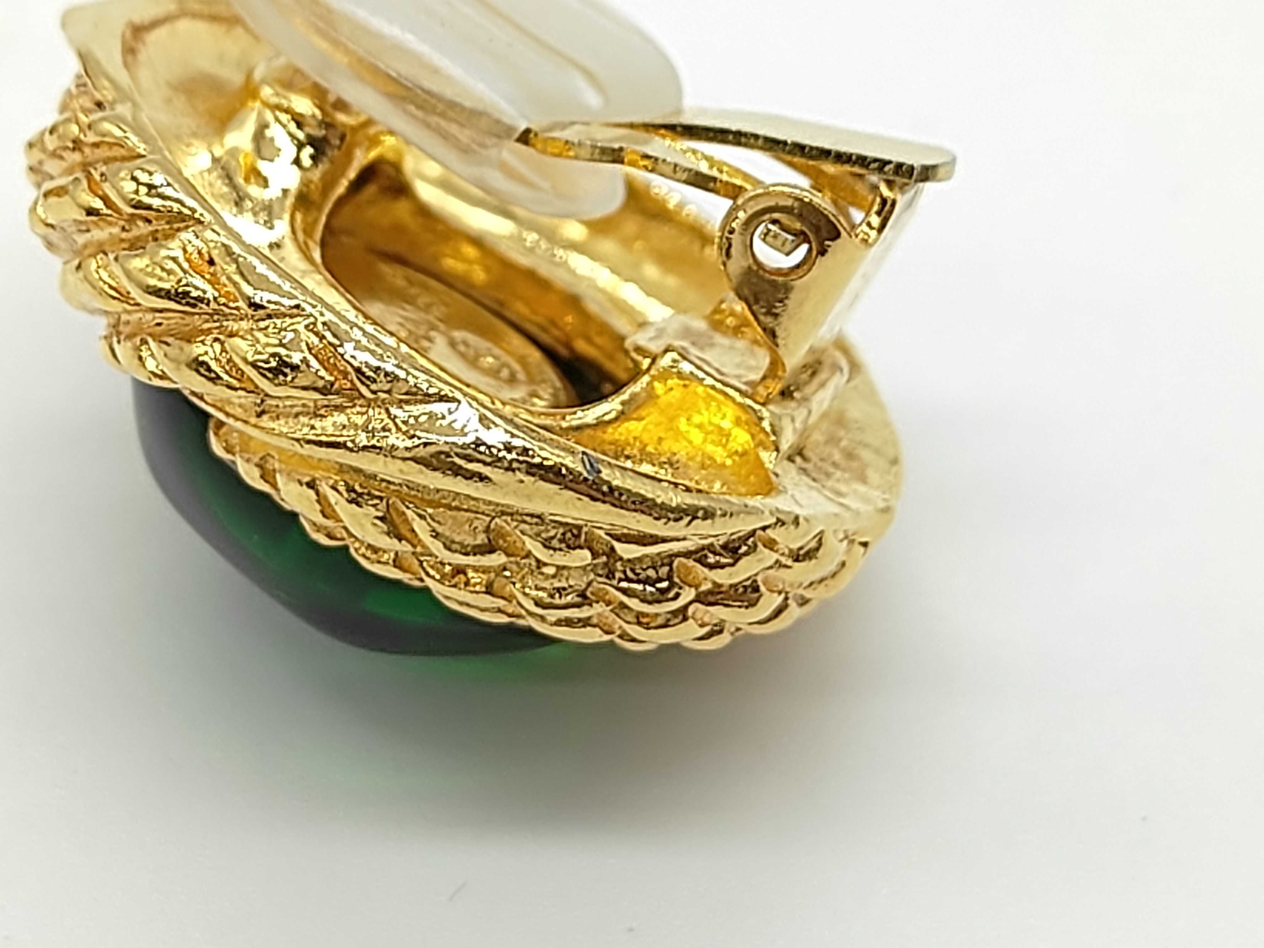 Earrings, Colored Stone, Green and Gold Earrings — view 7
