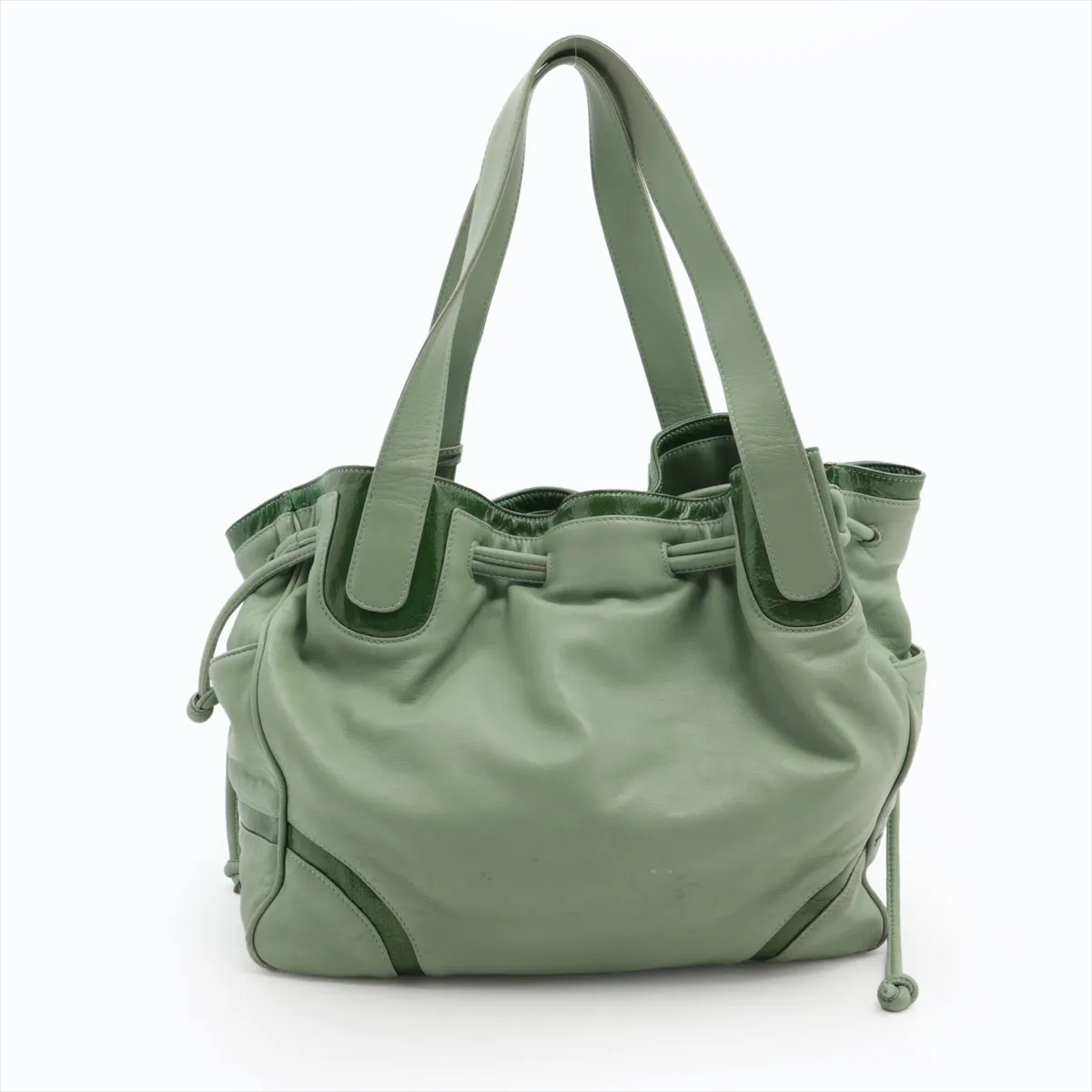 leather handbag green — view 2
