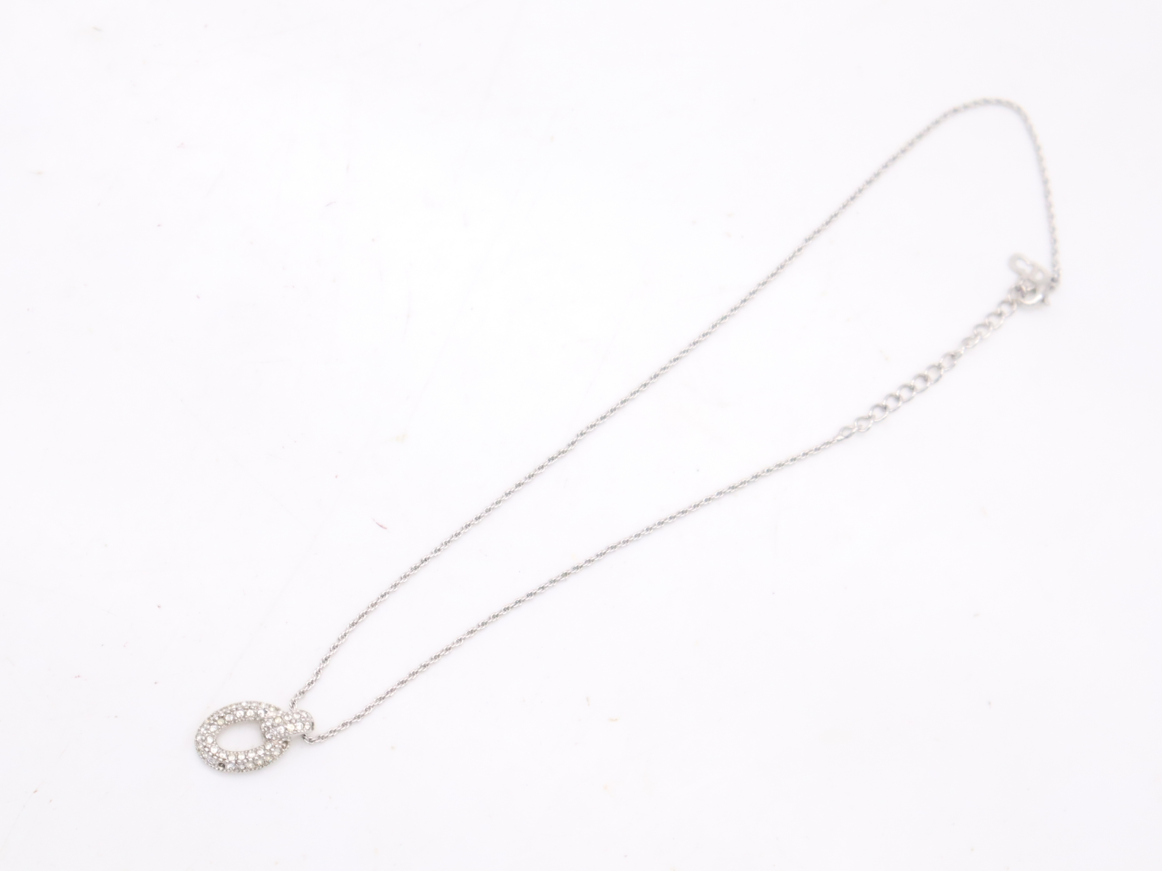 SS Oval Pave Necklace — view 6