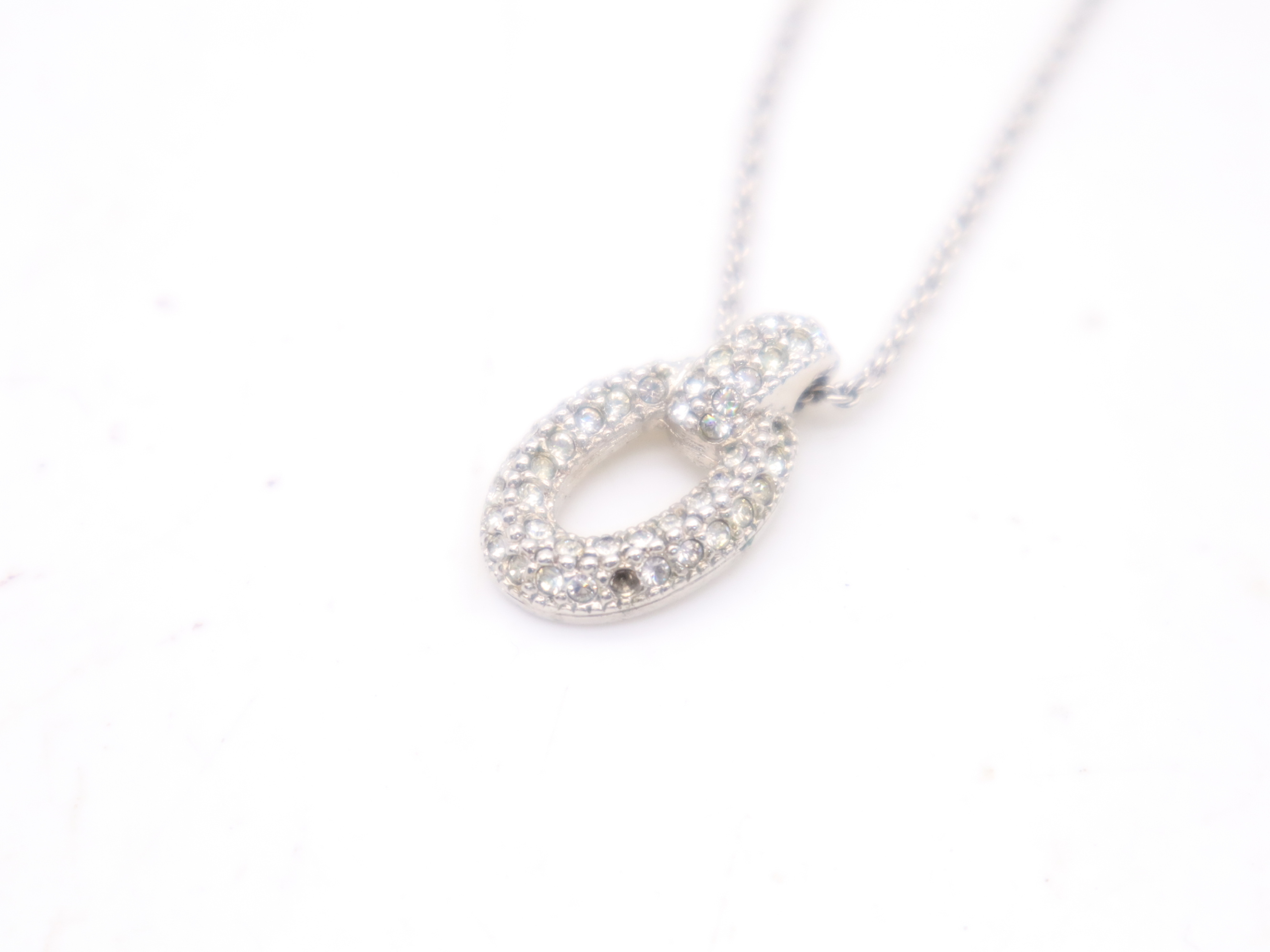 SS Oval Pave Necklace — view 7