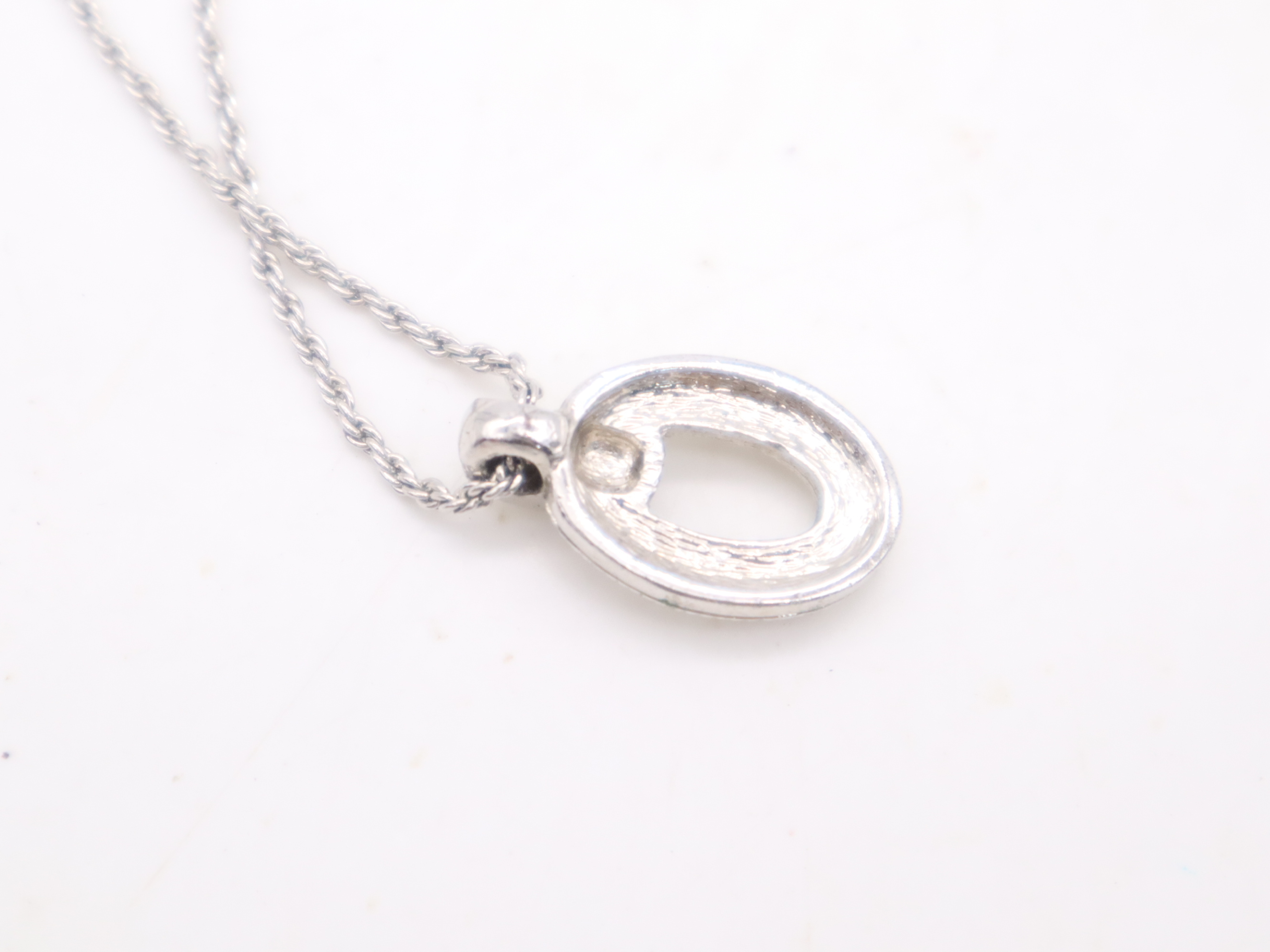 SS Oval Pave Necklace — view 8