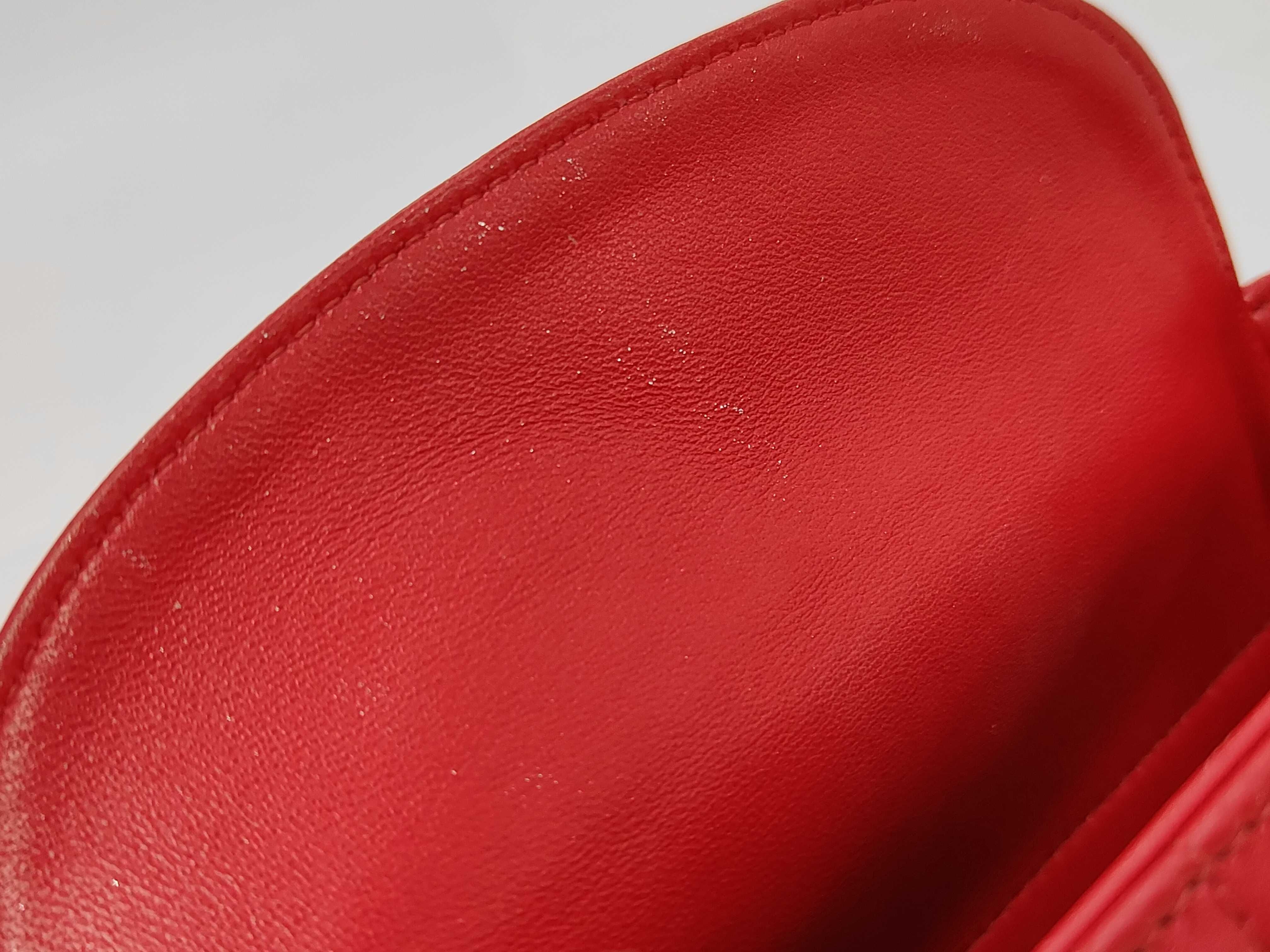 Lady Dior Red Cannage Lambskin Micro 3 Tier Light Gold Charm Handbag — view 11