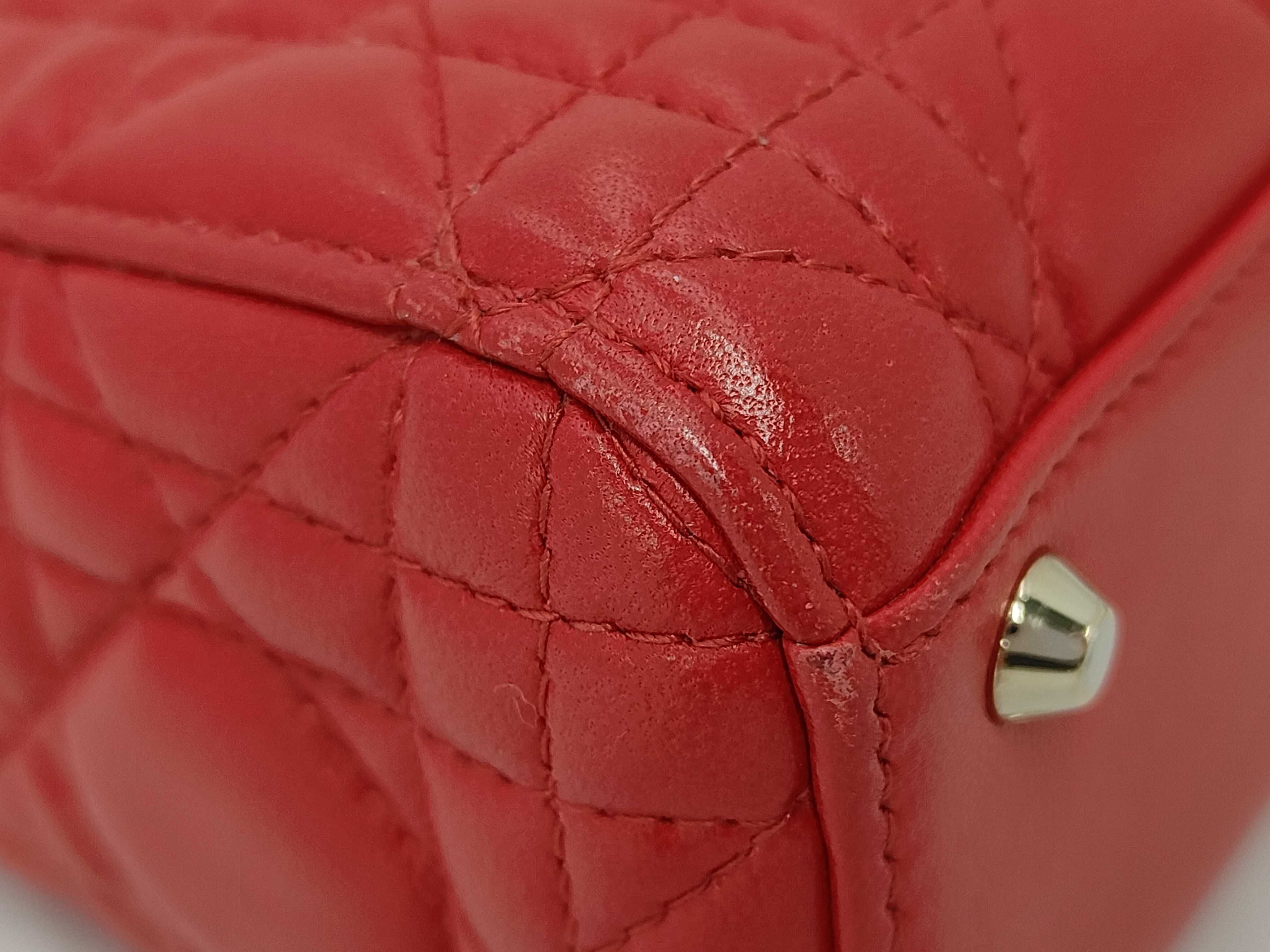Lady Dior Red Cannage Lambskin Micro 3 Tier Light Gold Charm Handbag — view 3