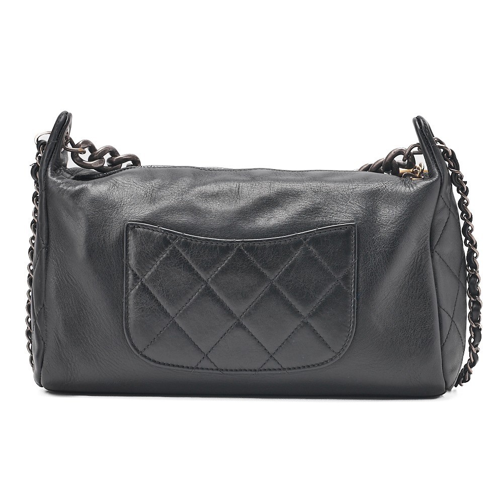 Lambskin Logo Coco Charm 2-Way Shoulder Bag, Black — view 2