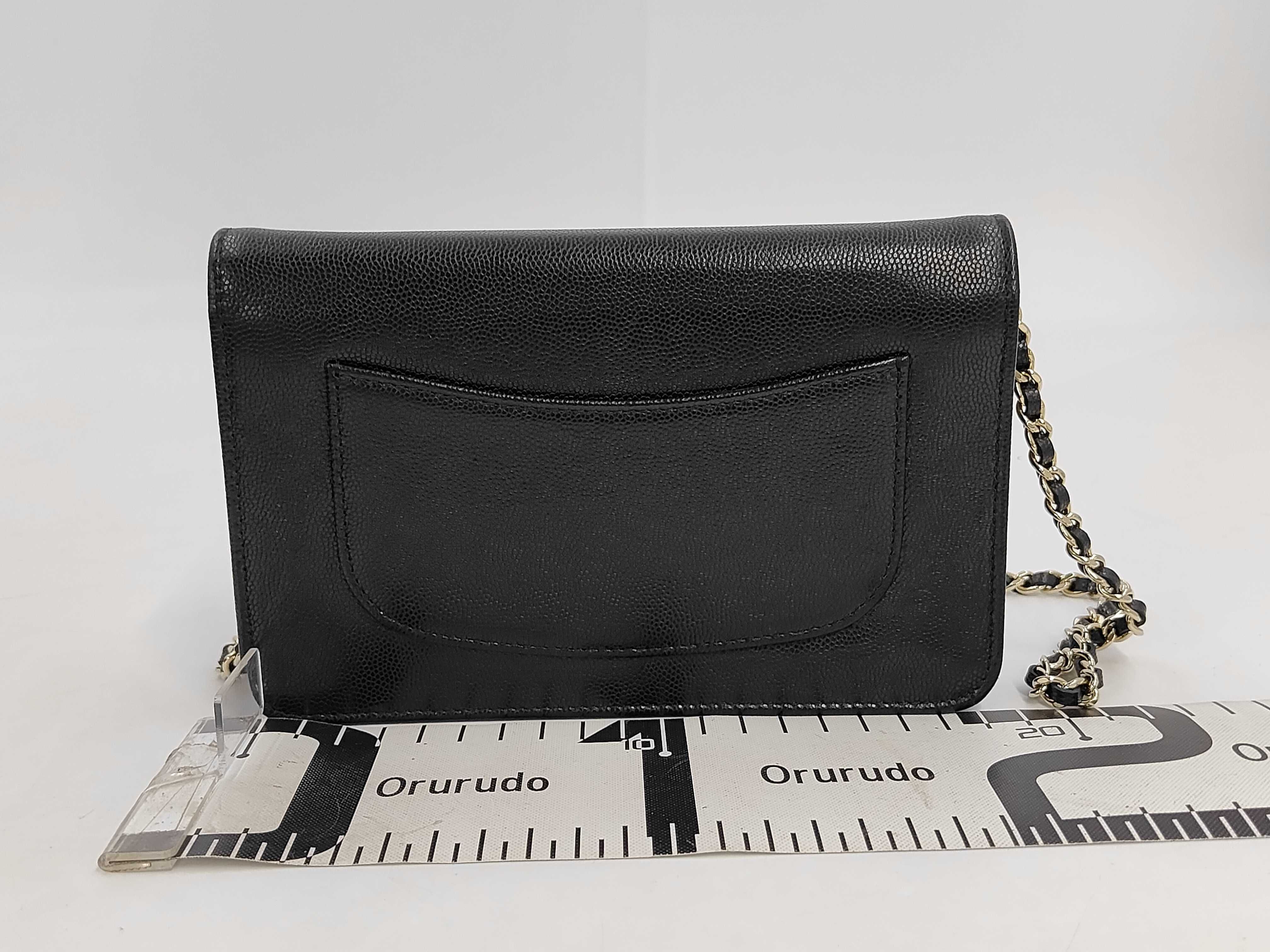 Large Coco Serial Plate Caviar Skin Chain Wallet Black Shoulder Bag — view 2