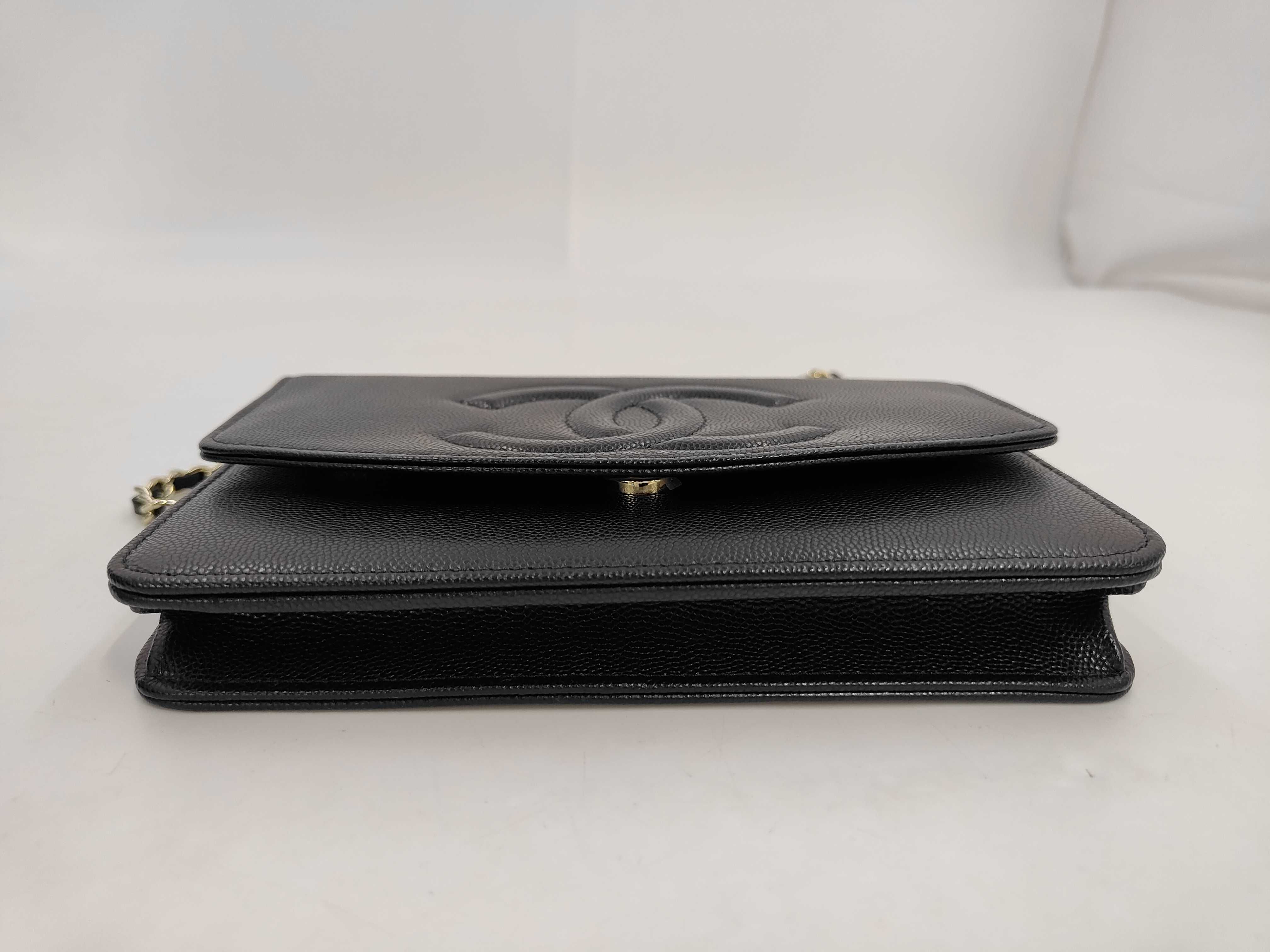 Large Coco Serial Plate Caviar Skin Chain Wallet Black Shoulder Bag — view 4