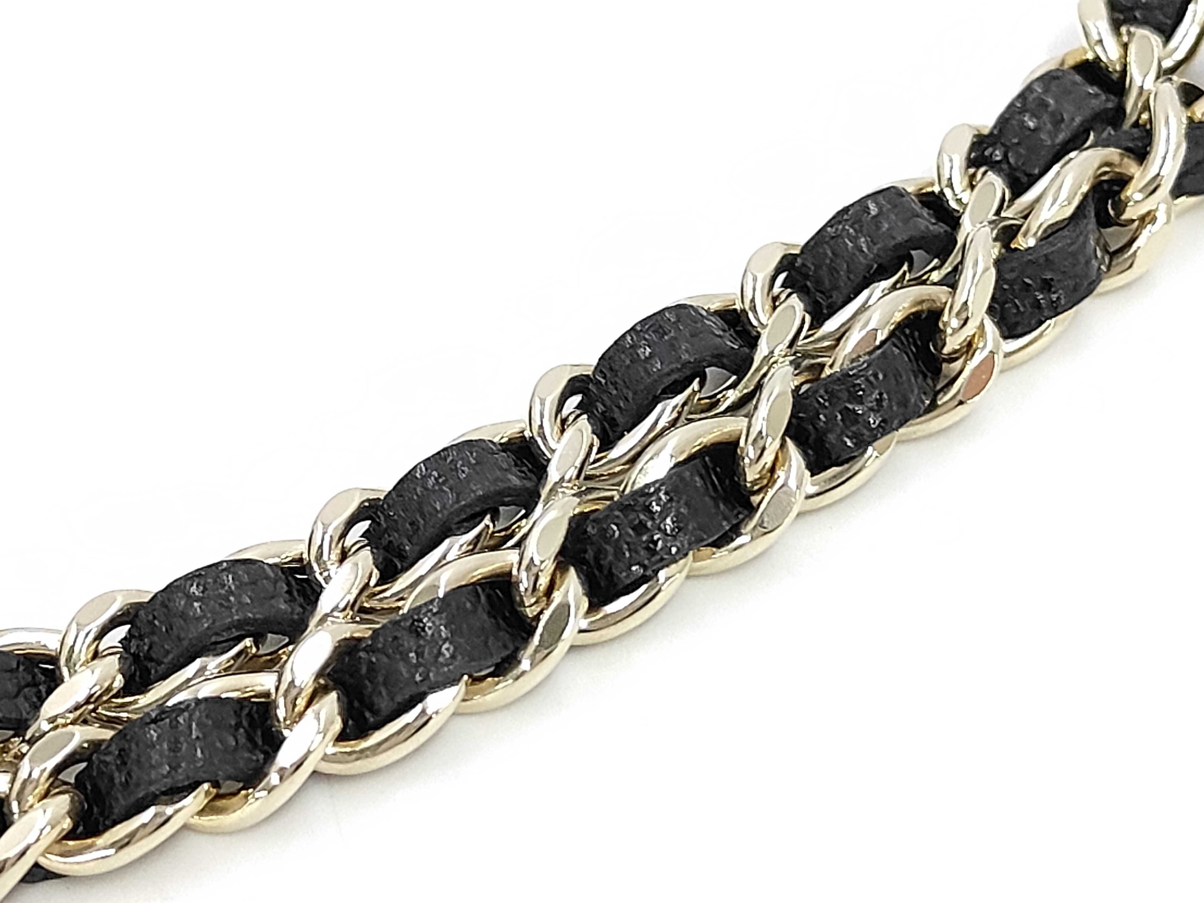 Large Coco Serial Plate Caviar Skin Chain Wallet Black Shoulder Bag — view 6