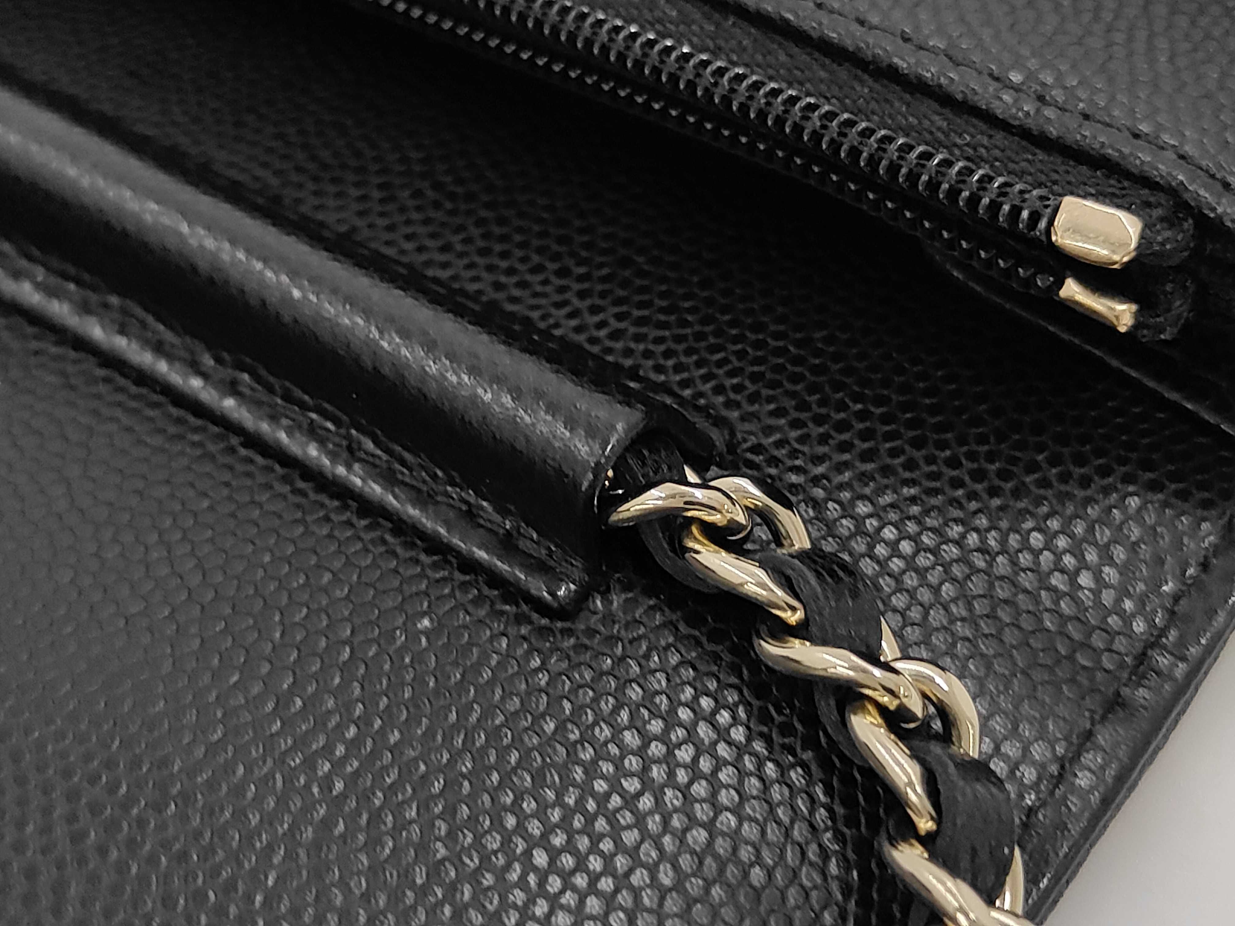Large Coco Serial Plate Caviar Skin Chain Wallet Black Shoulder Bag — view 7