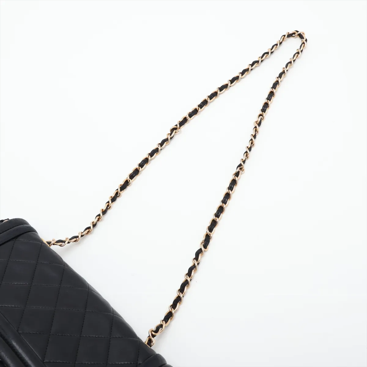 Matelassé Lambskin Single Flap Single Chain Bag with Fringe, Black with Gold Hardware, Item No. 1063199 — view 5
