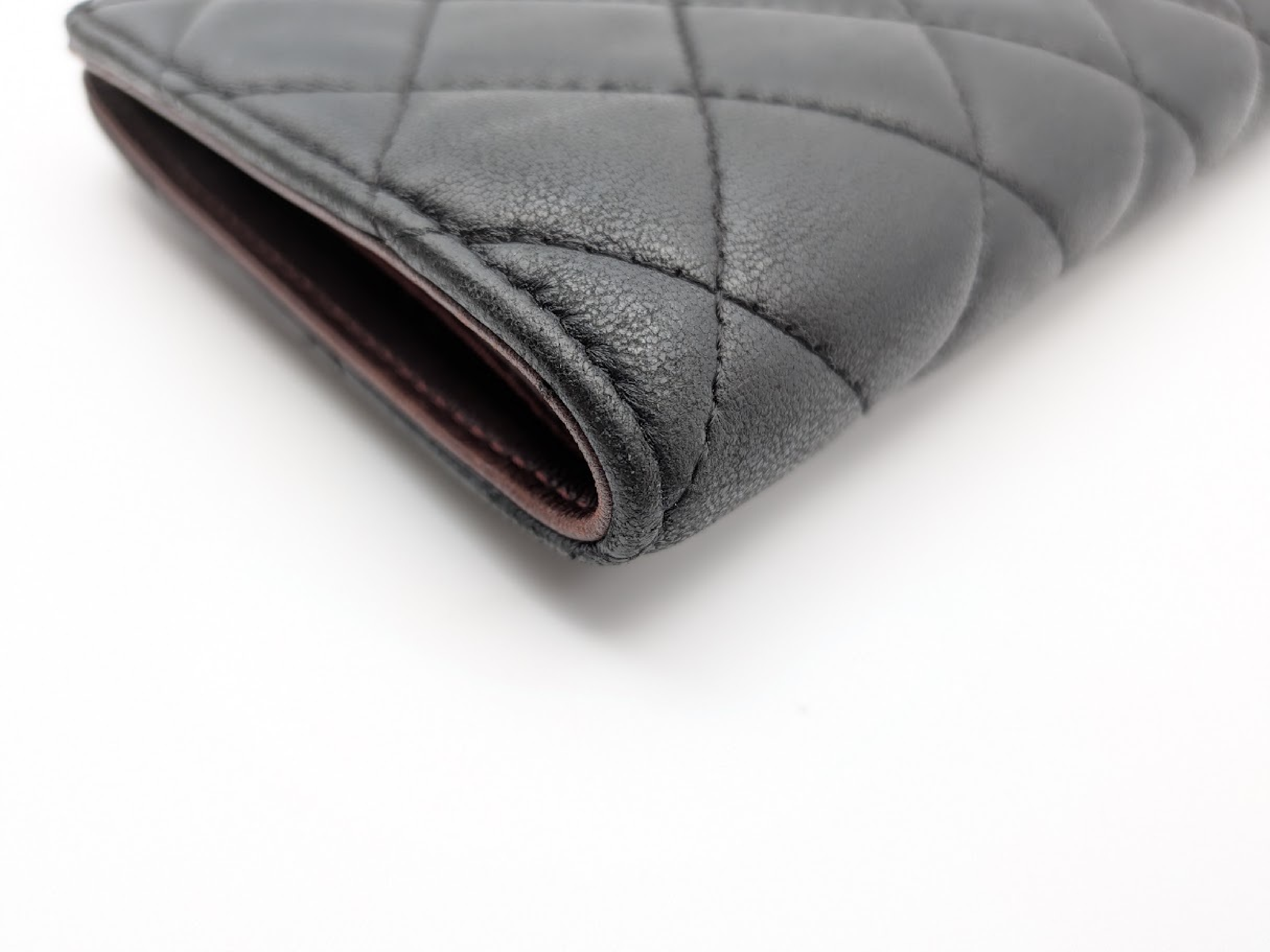 Lambskin Matelassé Coco Mark Long Wallet, Black, with original seal. — view 3