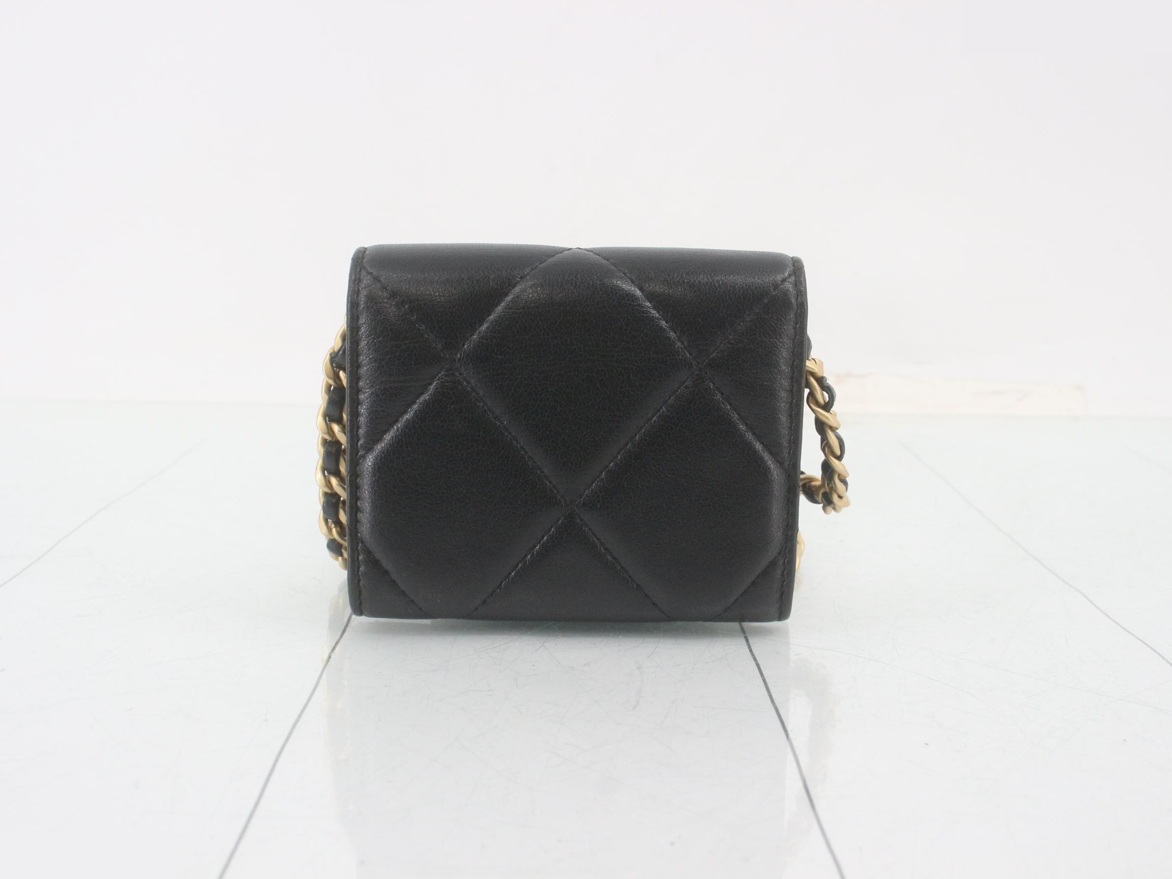 19 Lambskin Chain Coin Case, Black — view 2