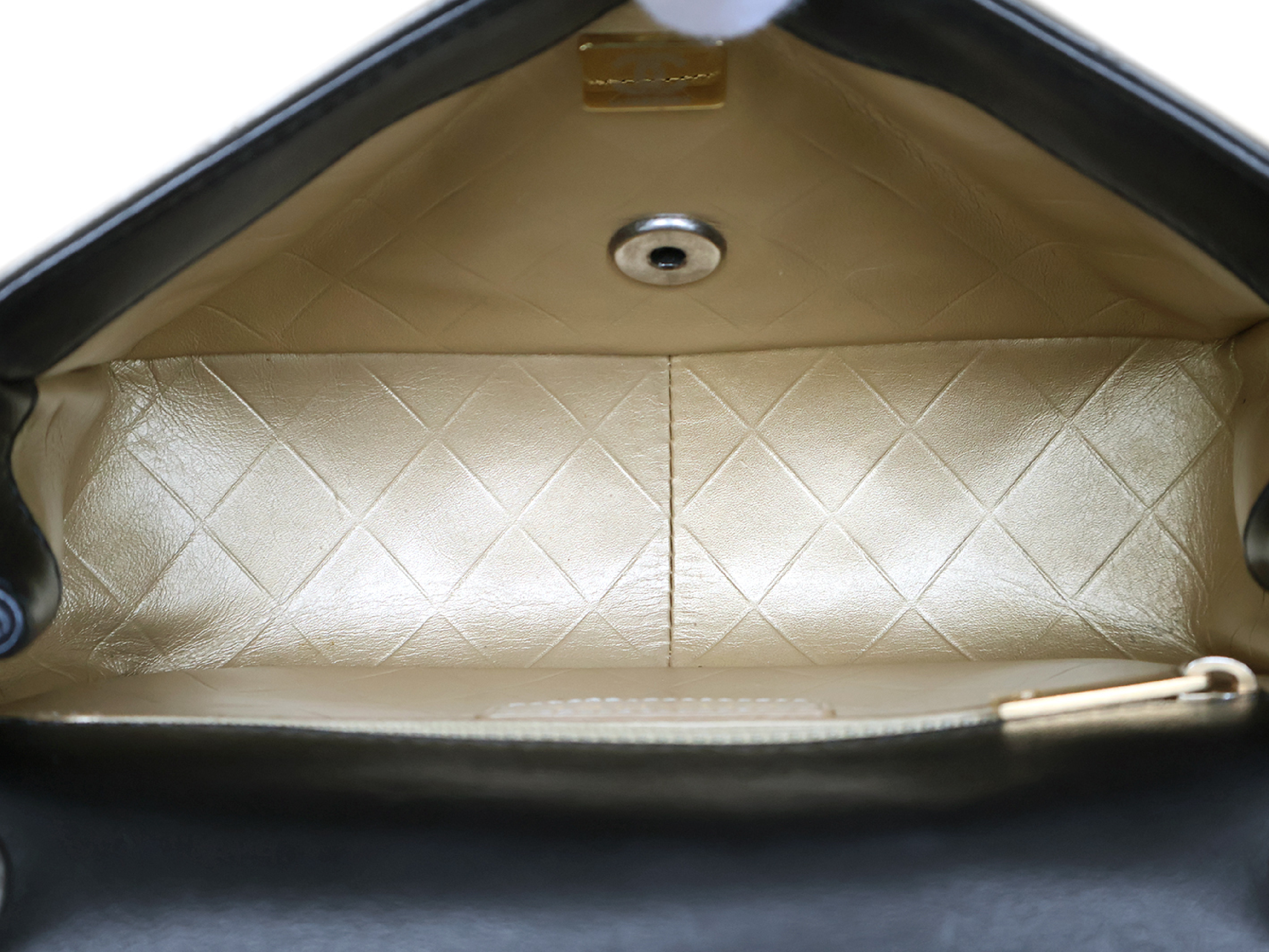 Matelassé Lambskin Chain Shoulder Bag with Plate, Black — view 15