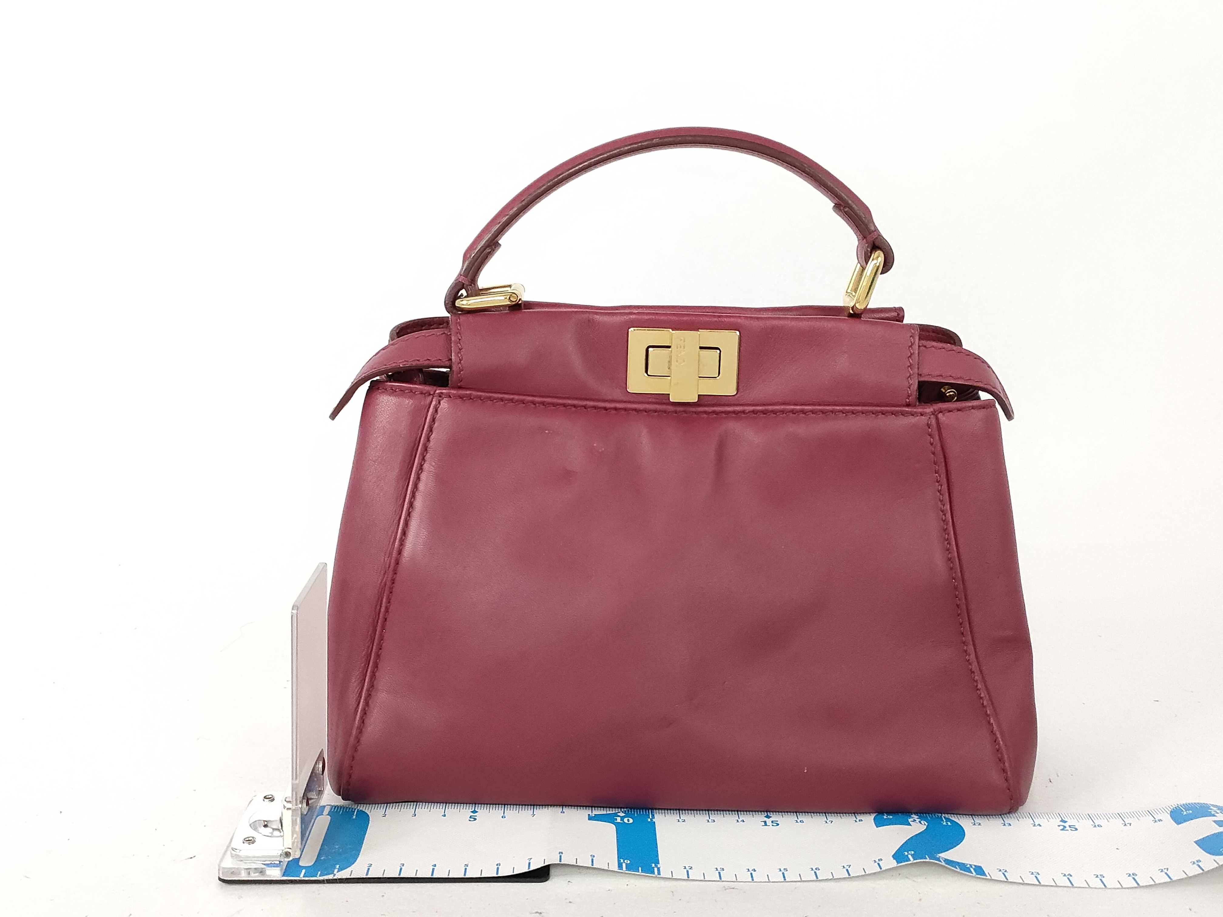 Peekaboo Leather Shoulder Bag/Handbag (Wine Red) — view 2