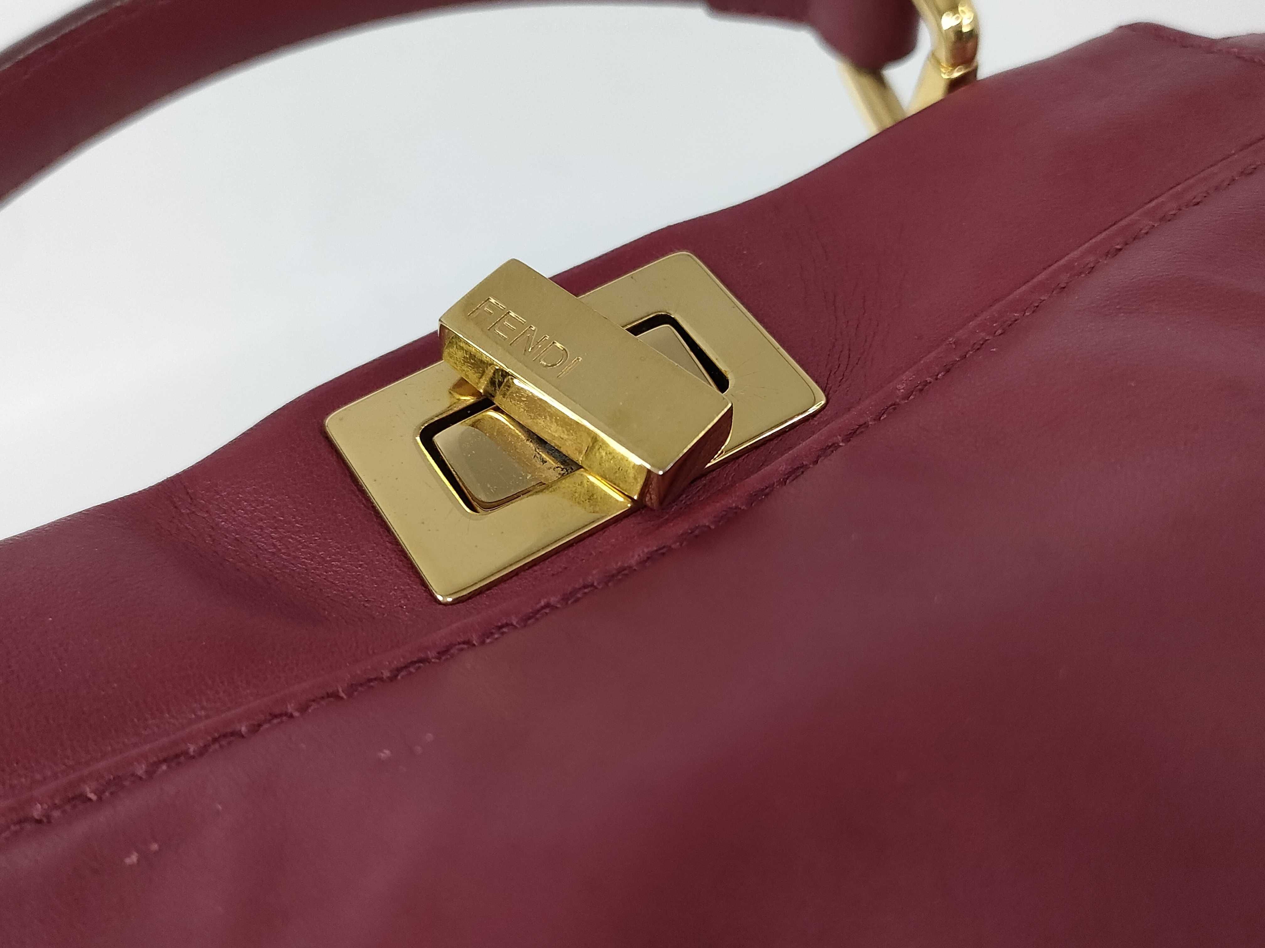 Peekaboo Leather Shoulder Bag/Handbag (Wine Red) — view 13