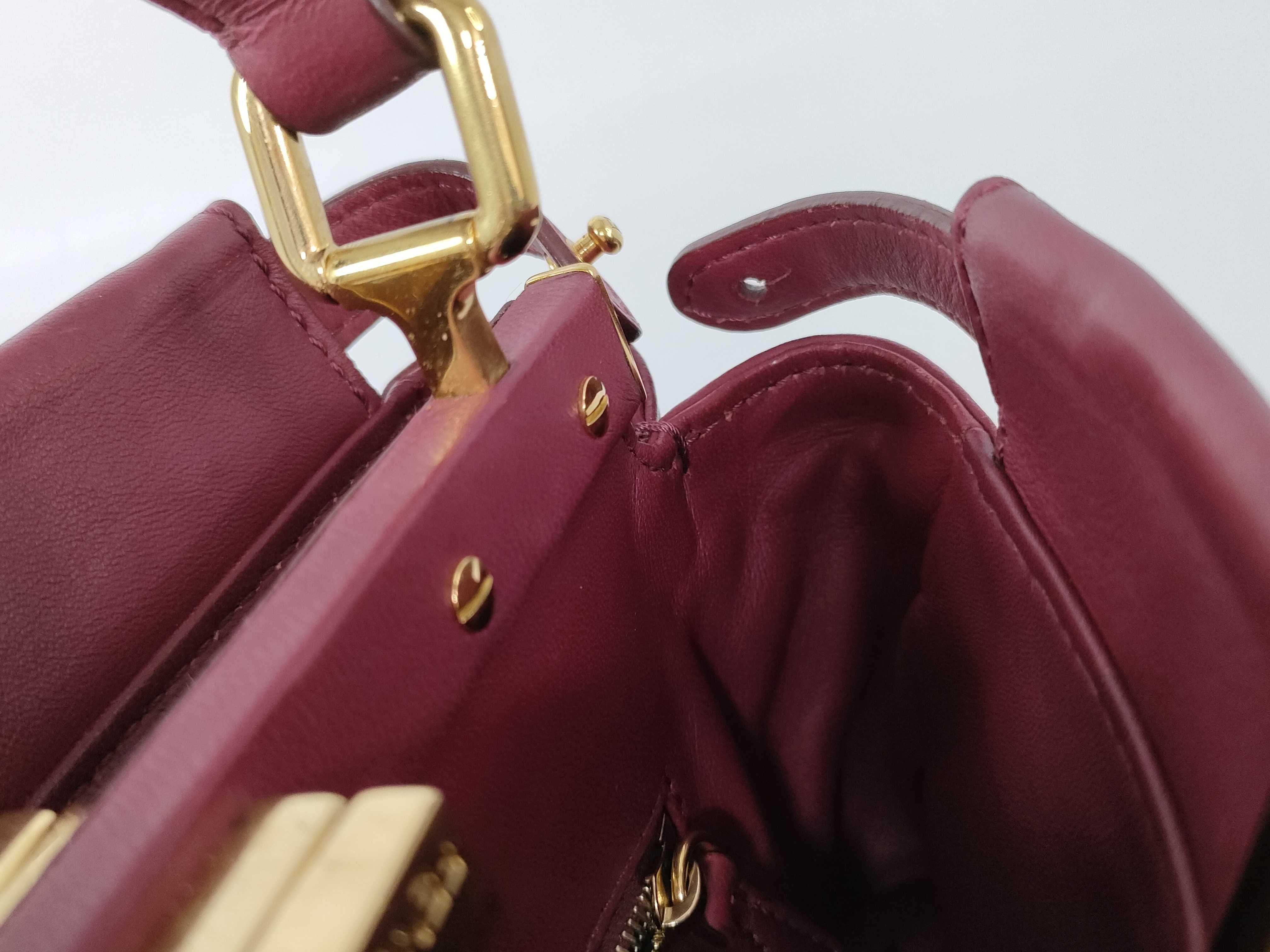 Peekaboo Leather Shoulder Bag/Handbag (Wine Red) — view 14