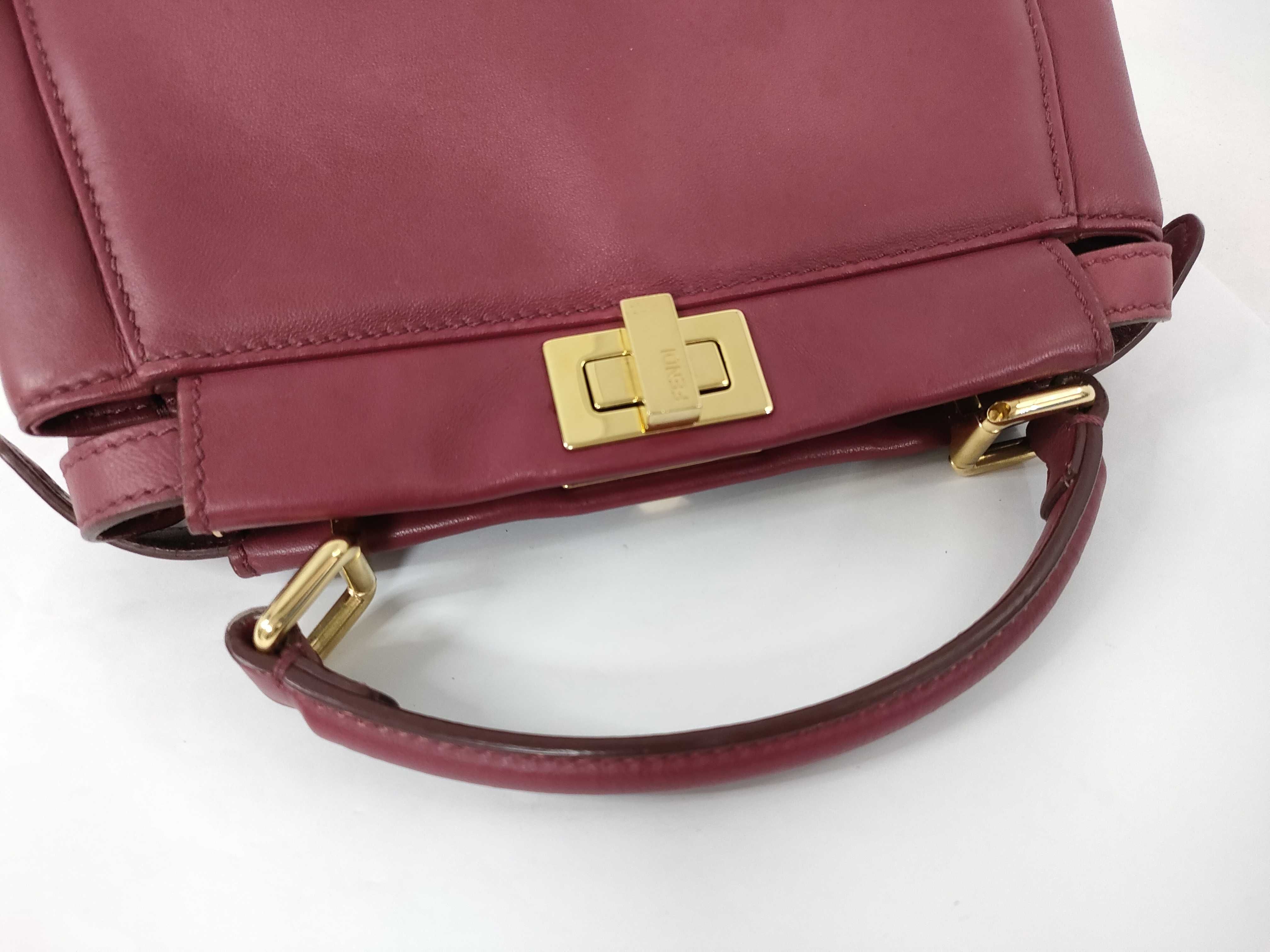 Peekaboo Leather Shoulder Bag/Handbag (Wine Red) — view 3
