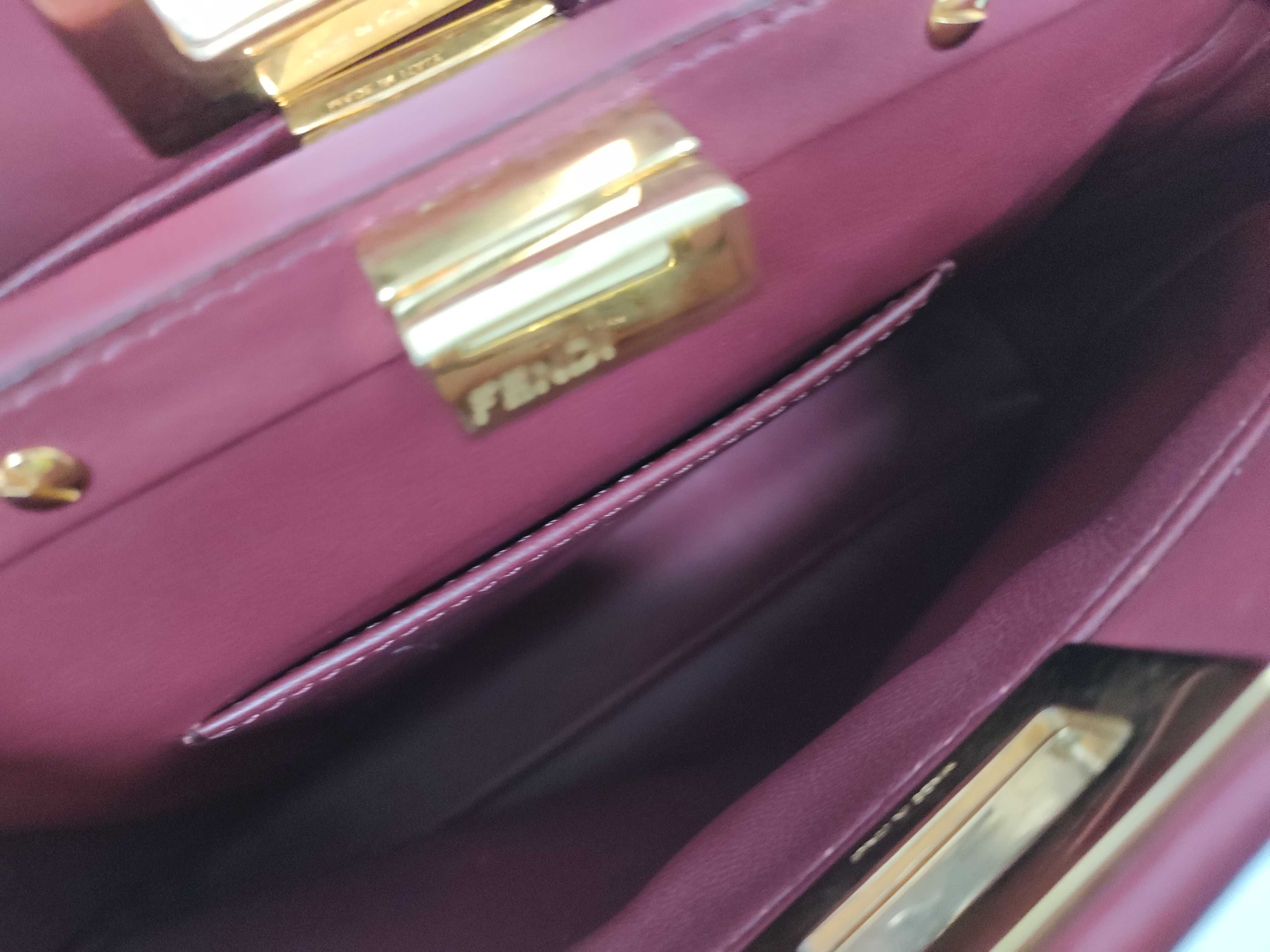 Peekaboo Leather Shoulder Bag/Handbag (Wine Red) — view 8
