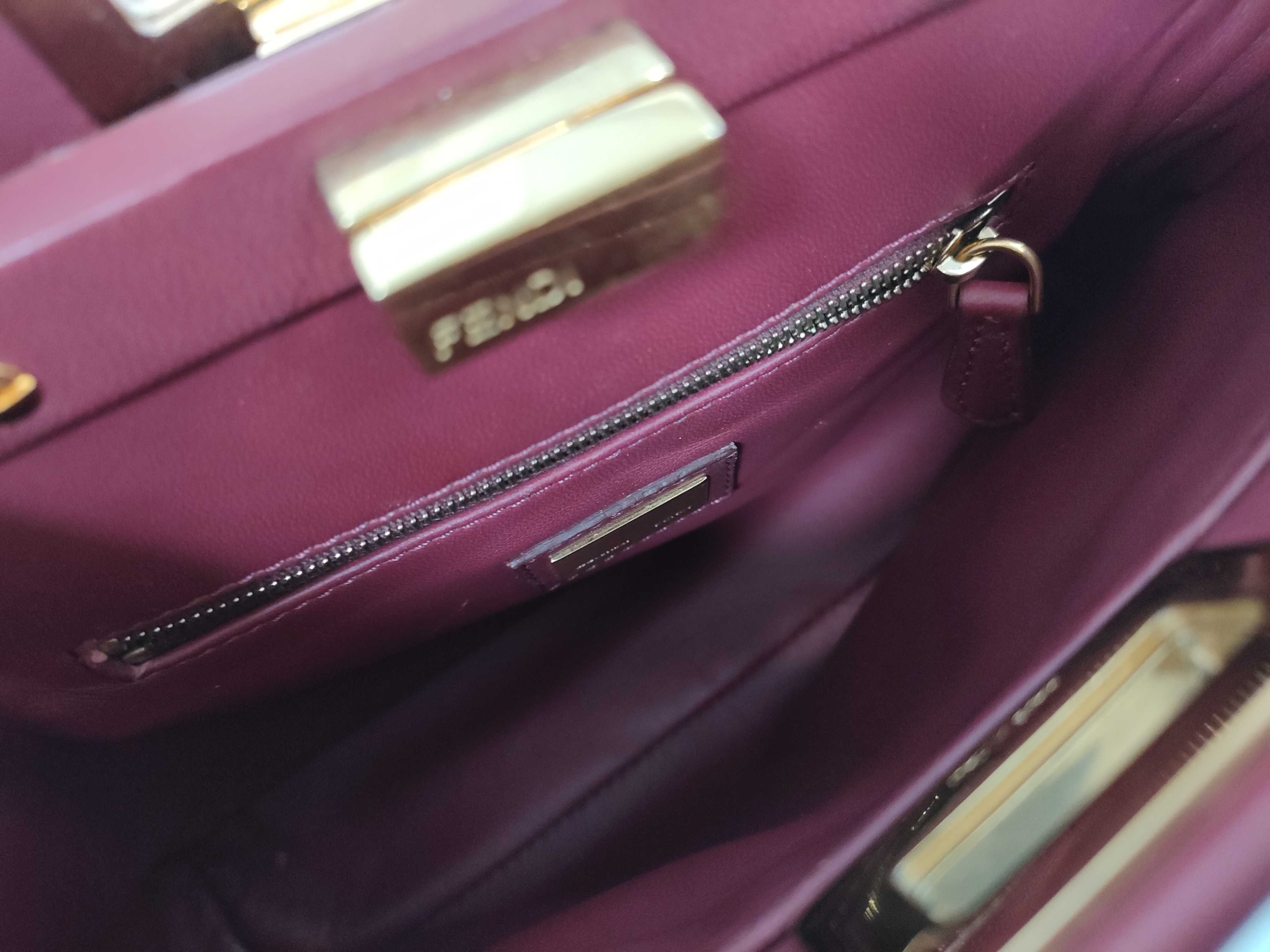 Peekaboo Leather Shoulder Bag/Handbag (Wine Red) — view 9