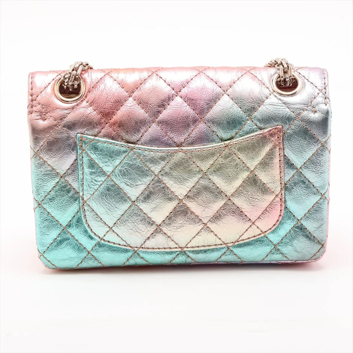 Matelassé 2.55 Mini Vintage Calf Single Flap Double Chain Bag Aurora Gold Hardware 30225513 (Serial Number in the 30s) AS0874 — view 2