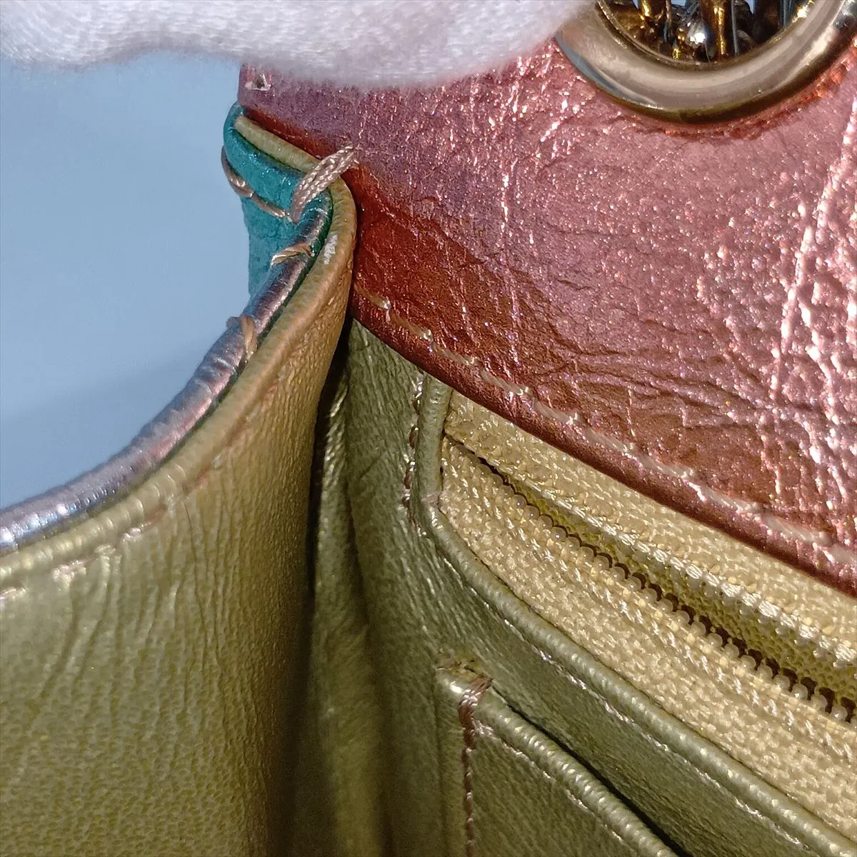 Matelassé 2.55 Mini Vintage Calf Single Flap Double Chain Bag Aurora Gold Hardware 30225513 (Serial Number in the 30s) AS0874 — view 13