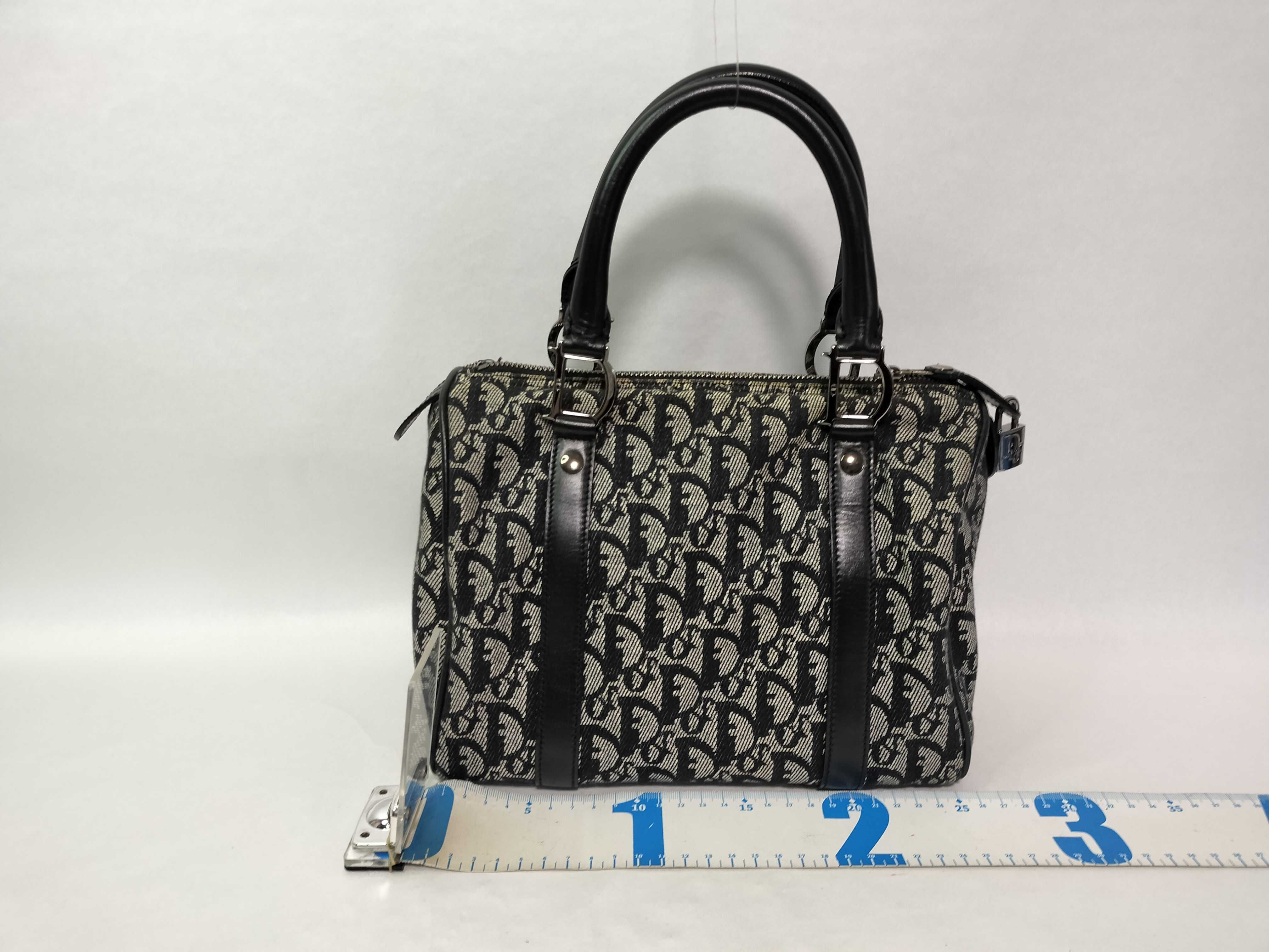 Trotter Christian Dior Trotter Canvas x Leather Handbag Navy Handbag — view 2