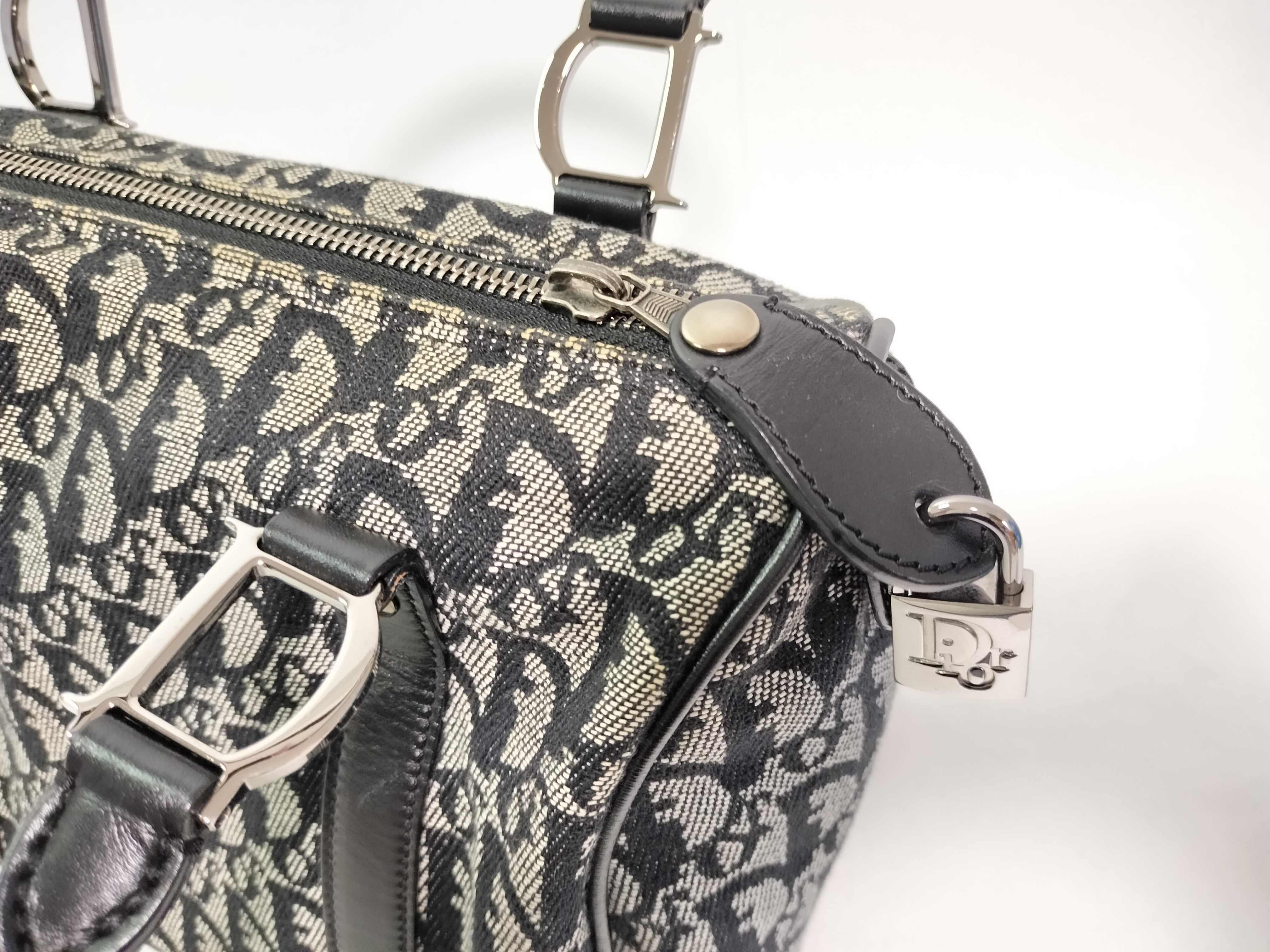 Trotter Christian Dior Trotter Canvas x Leather Handbag Navy Handbag — view 11