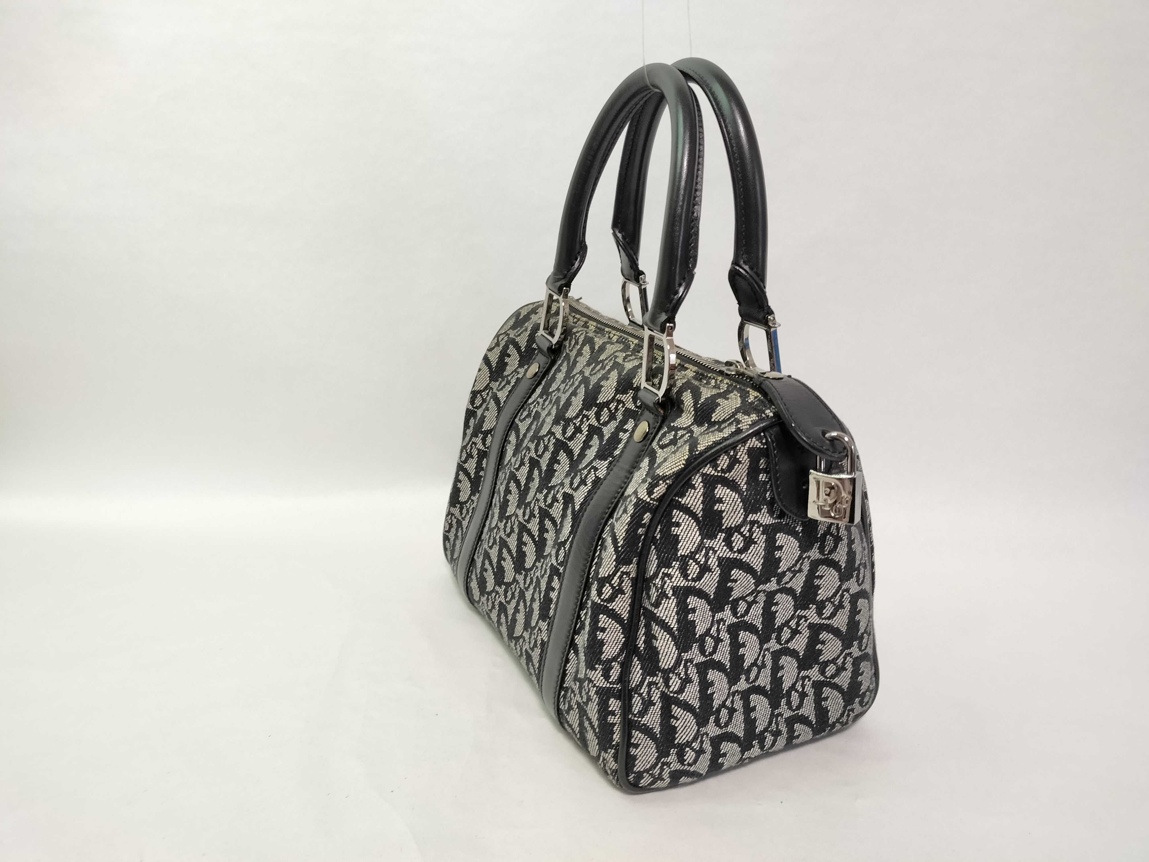 Trotter Christian Dior Trotter Canvas x Leather Handbag Navy Handbag — view 3