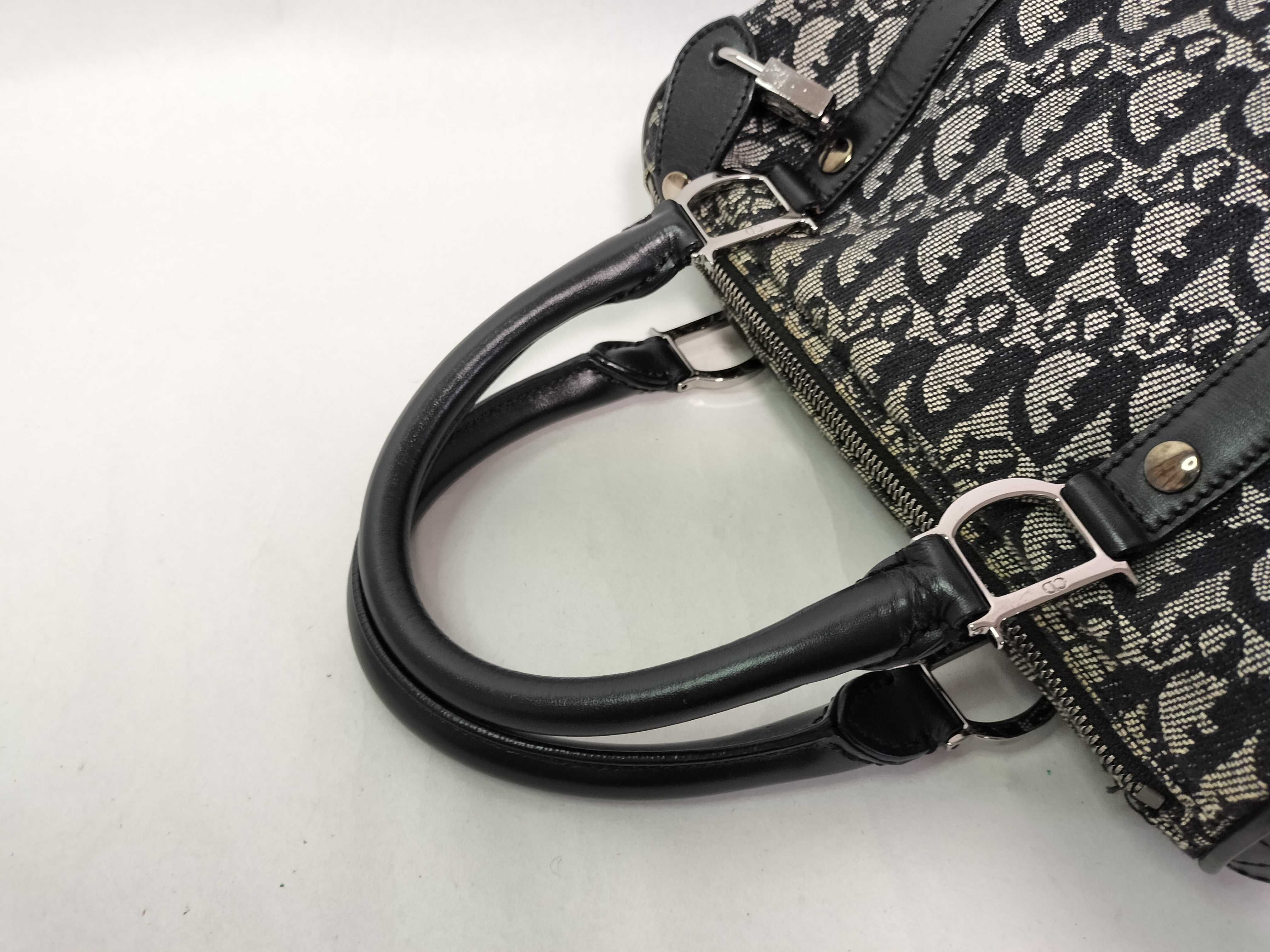 Trotter Christian Dior Trotter Canvas x Leather Handbag Navy Handbag — view 5