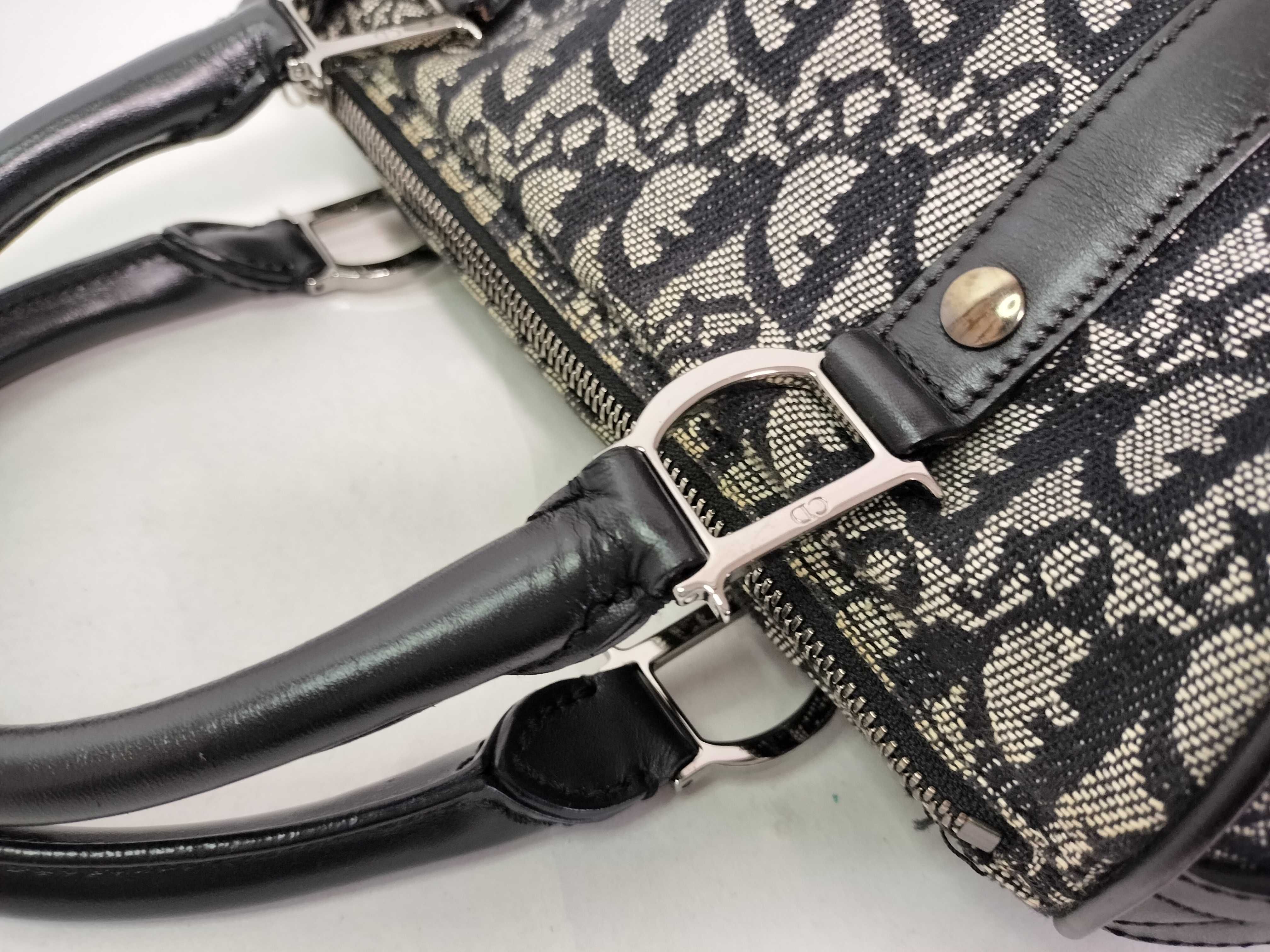 Trotter Christian Dior Trotter Canvas x Leather Handbag Navy Handbag — view 7