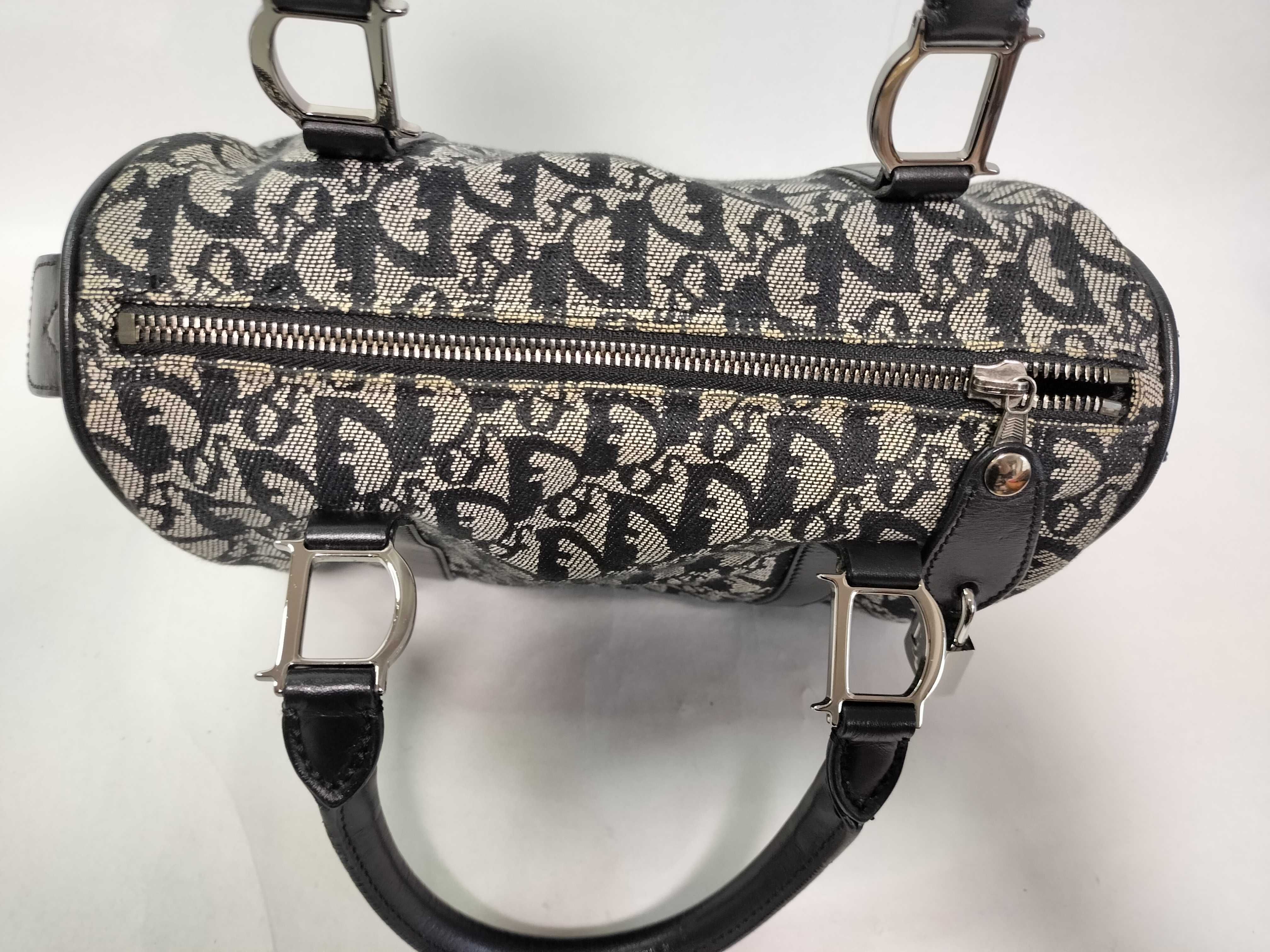 Trotter Christian Dior Trotter Canvas x Leather Handbag Navy Handbag — view 10