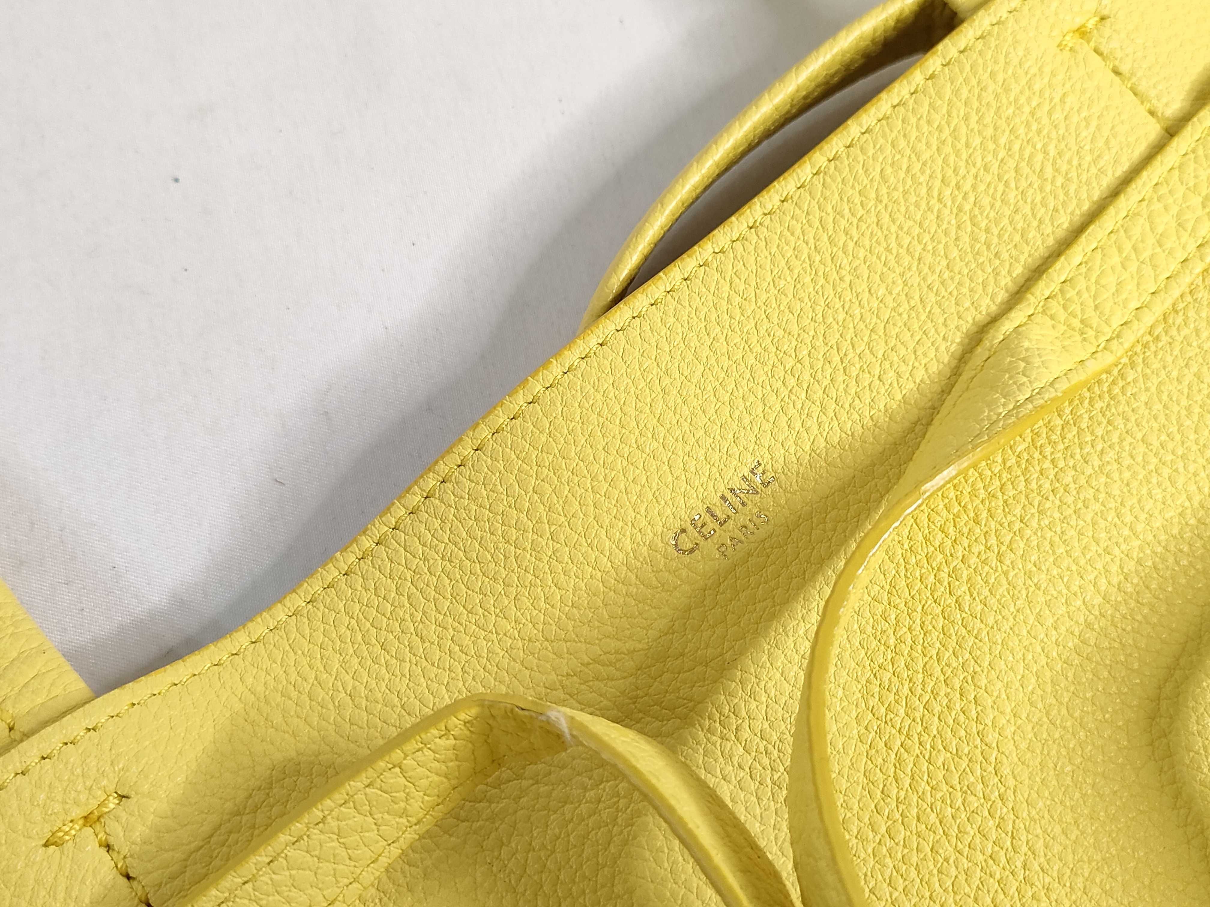 Cabas Phantom Small Leather Tote Bag, Yellow Tote Bag — view 11