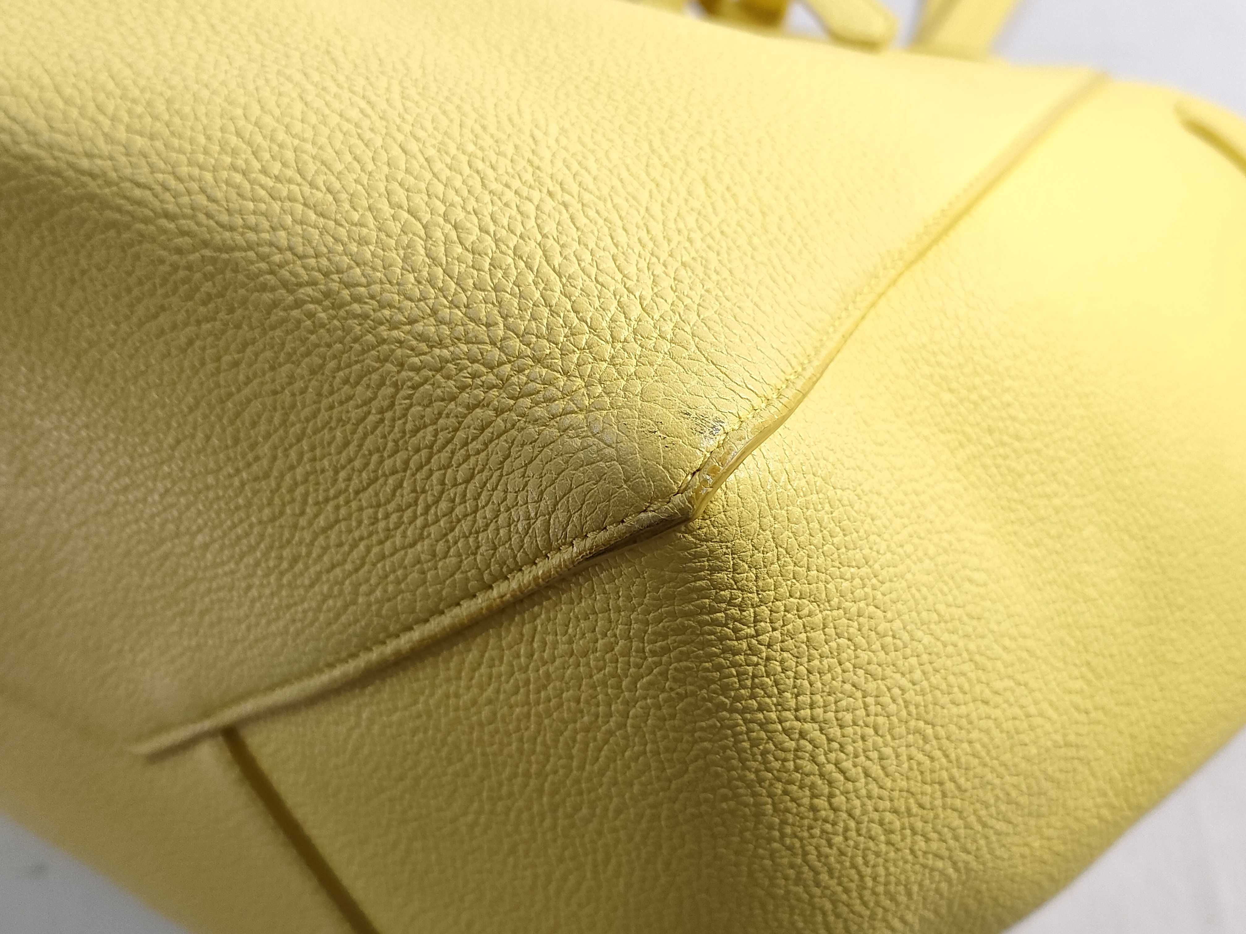 Cabas Phantom Small Leather Tote Bag, Yellow Tote Bag — view 6