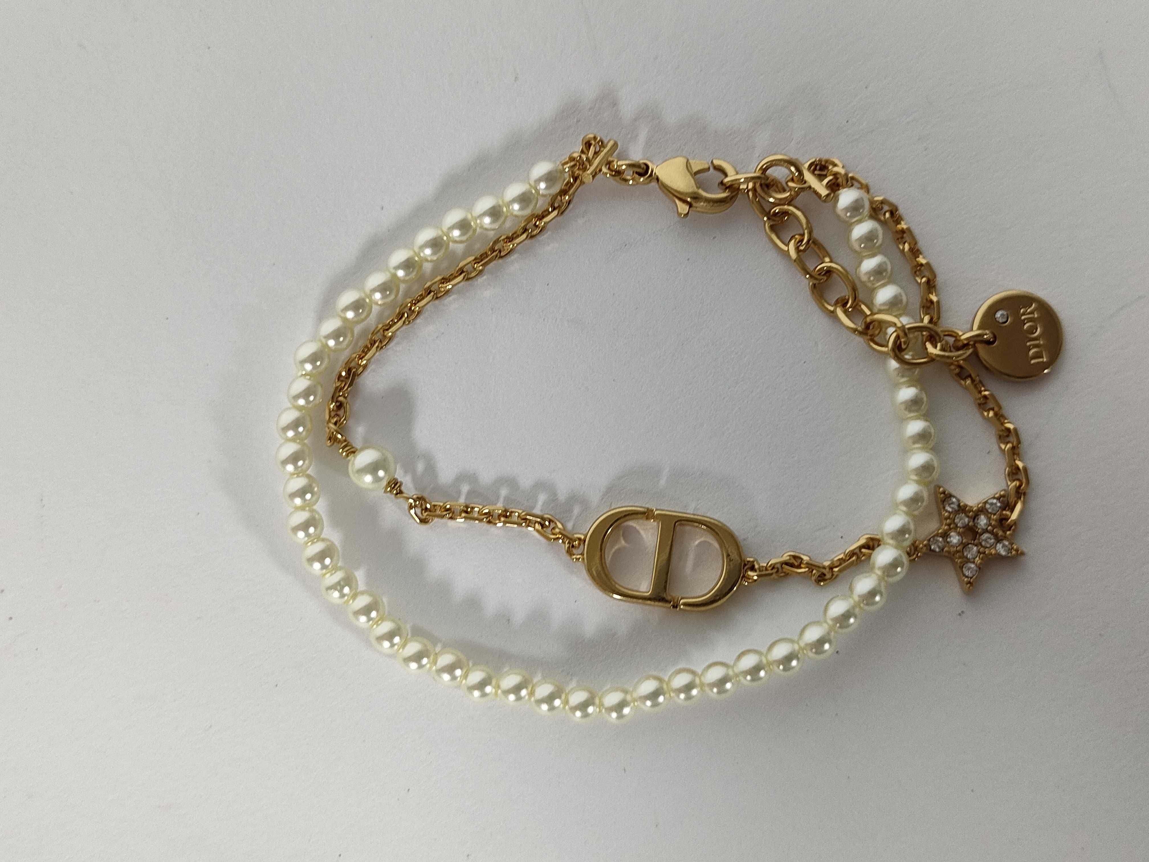 Petite CD Pearl Rhinestone Double Bracelet (Bracelet/Bangle) — view 2