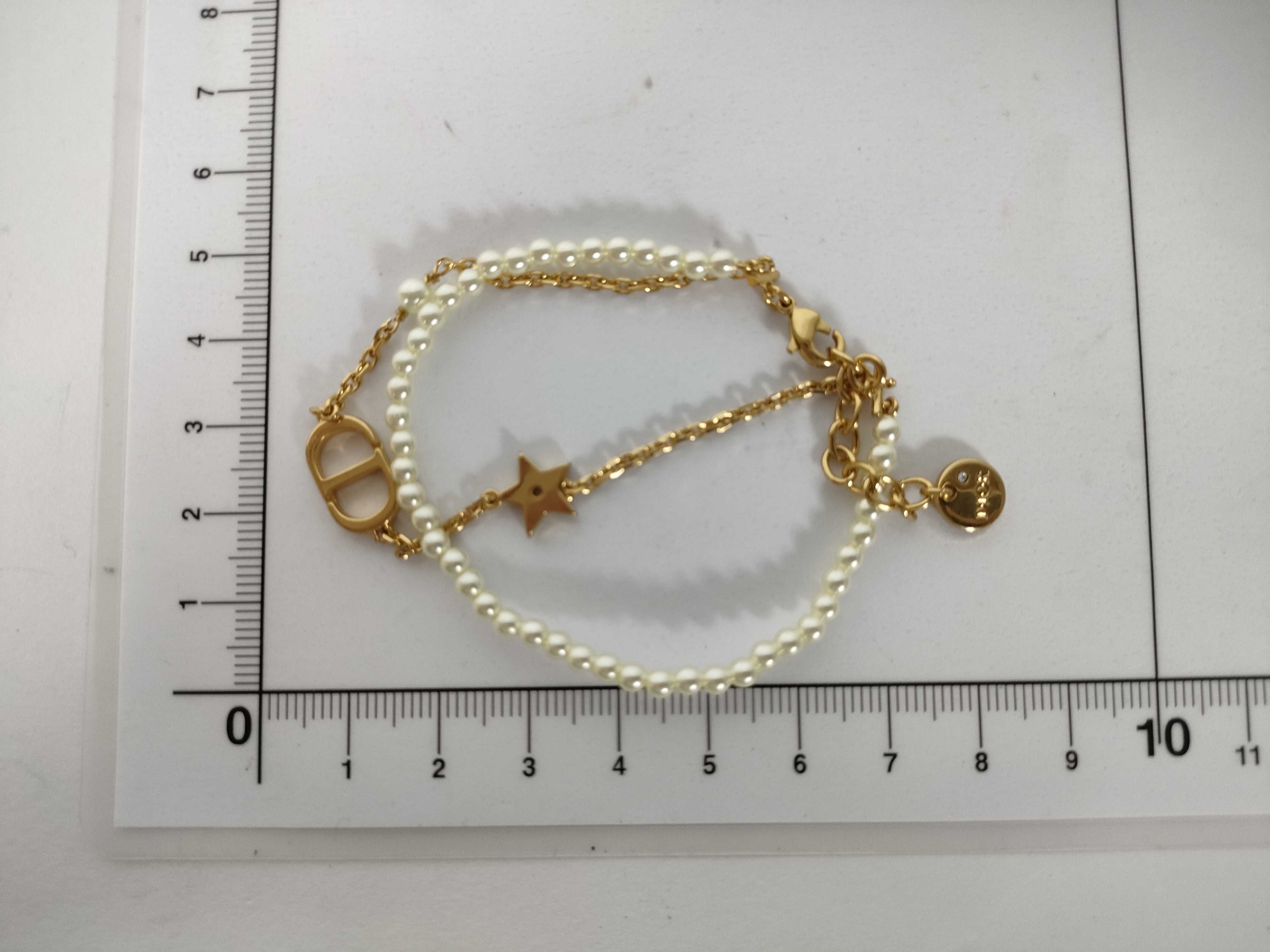 Petite CD Pearl Rhinestone Double Bracelet (Bracelet/Bangle) — view 3