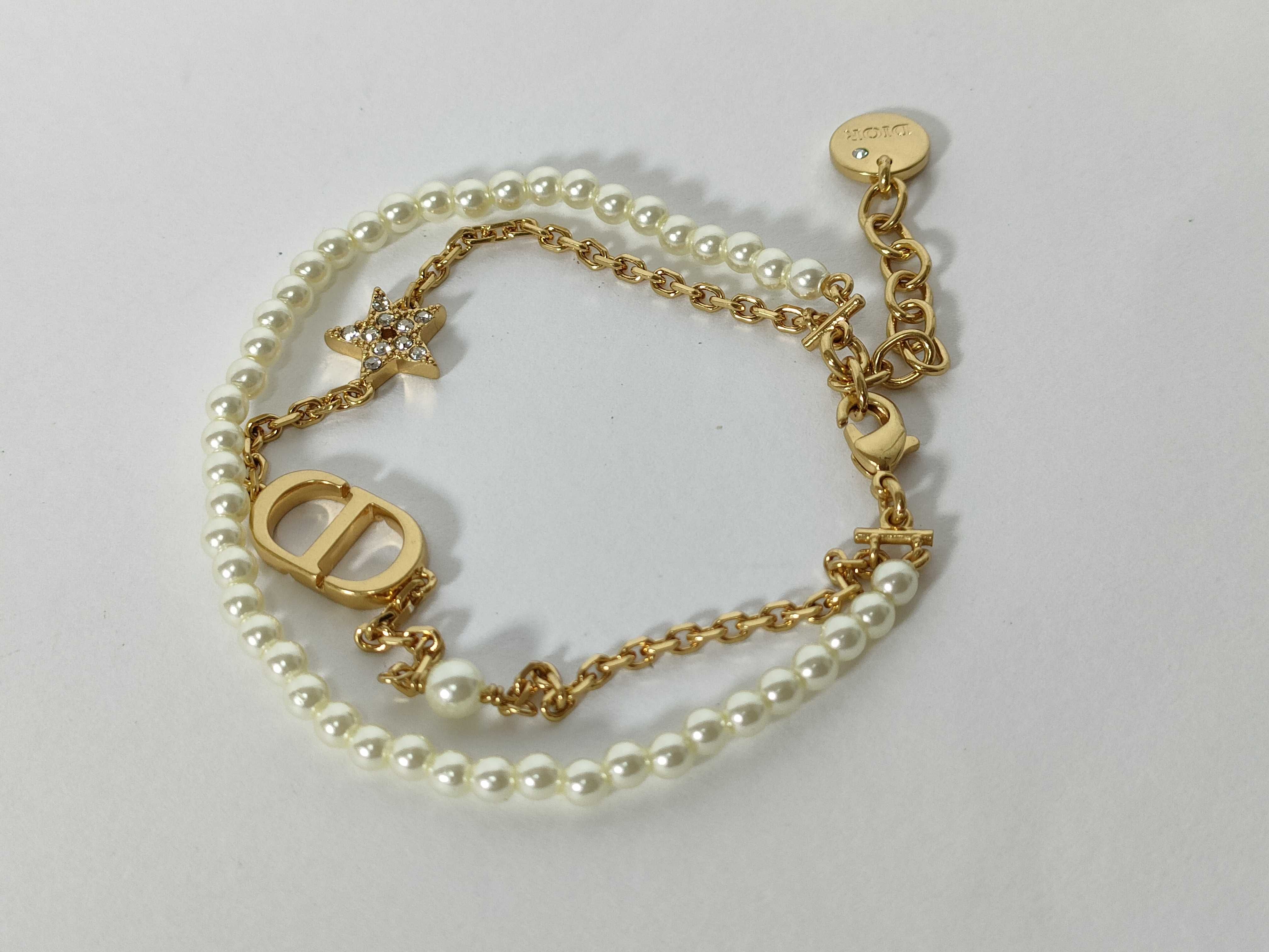 Petite CD Pearl Rhinestone Double Bracelet (Bracelet/Bangle) — view 5