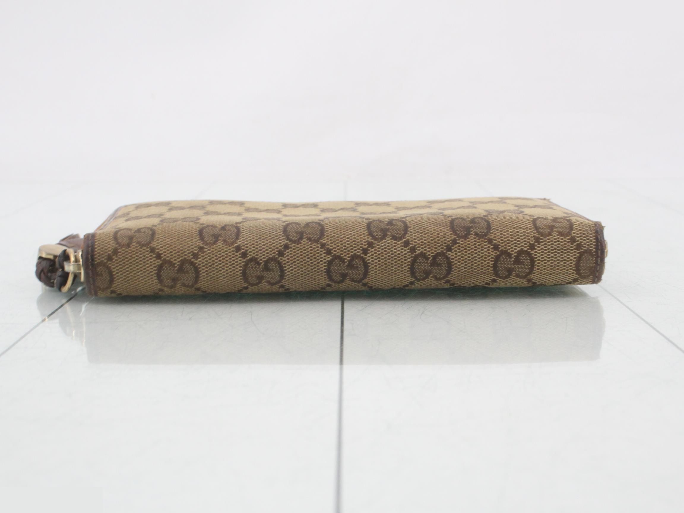 GG Canvas Round Zipper Long Wallet with Tassel, Brown — view 3